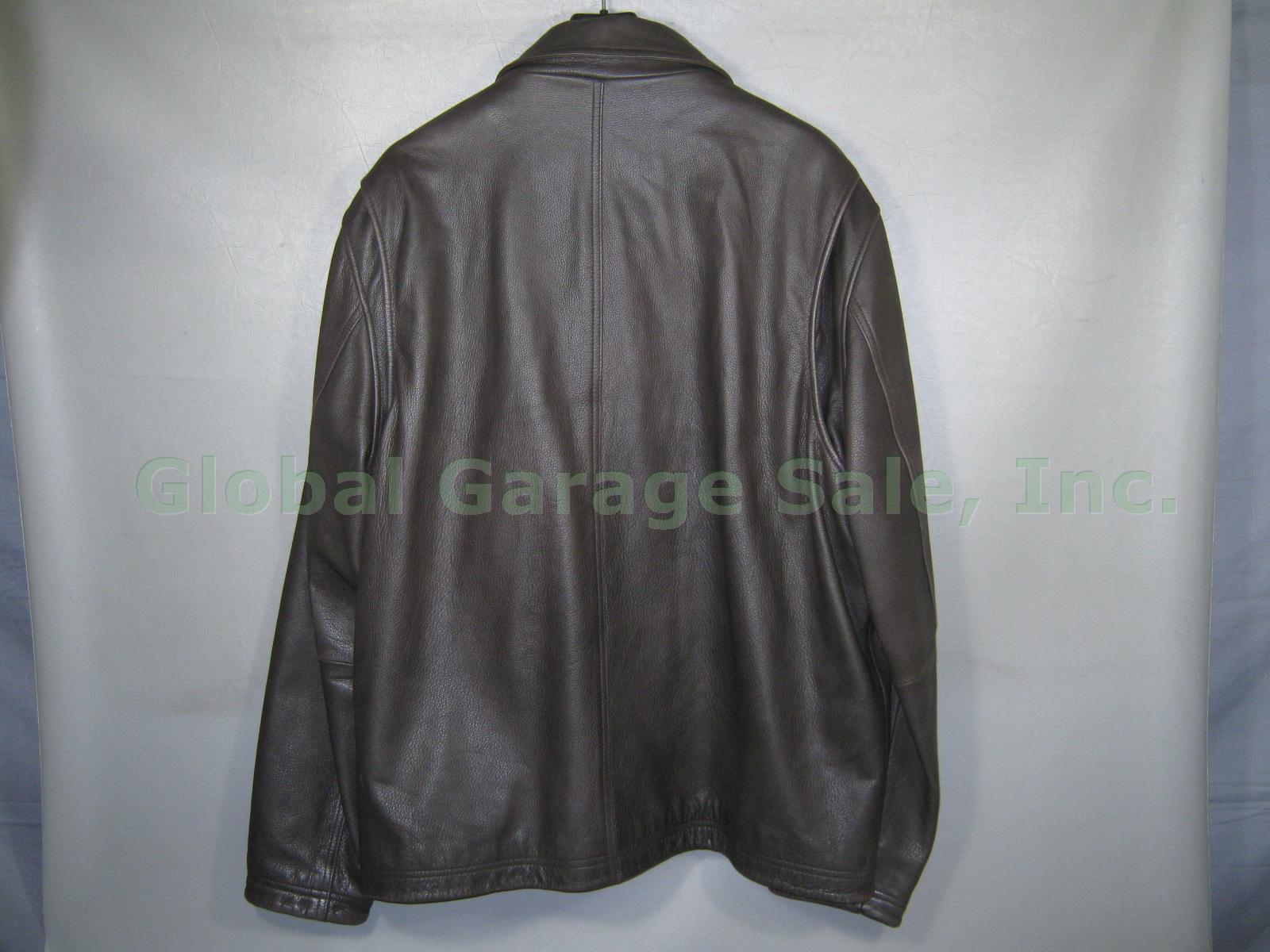 Eddie Bauer Mens Brown Leather Jacket Size Tall XL Extra Large 1 Owner No Reserv 3