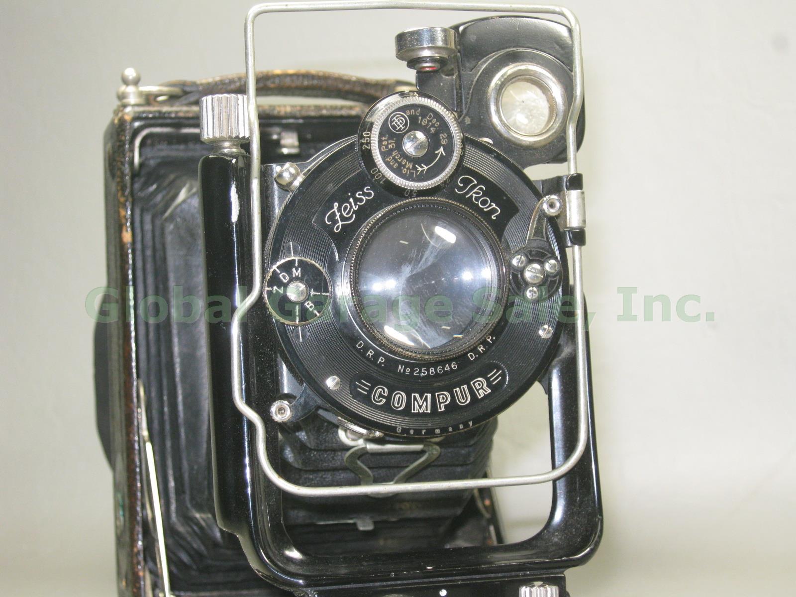 Vtg Antique Carl Zeiss Ikon Compur Folding Camera Jena Nr tessar 1:4.5 12cm Lens 2