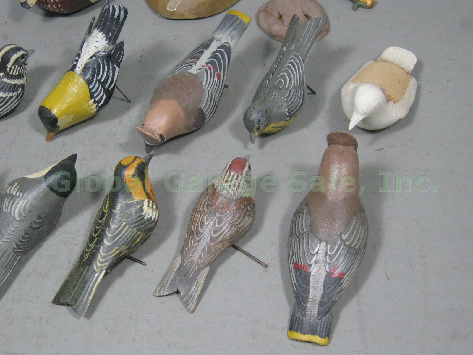 17 Vtg 50s 60s Hand Carved Wooden Bird Lot Wood Duck Sparrow Pintail Grosbeak ++ 2