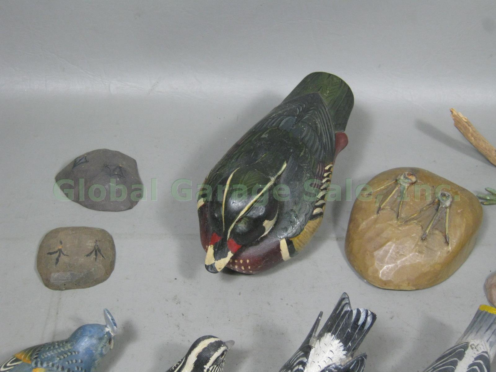 17 Vtg 50s 60s Hand Carved Wooden Bird Lot Wood Duck Sparrow Pintail Grosbeak ++ 3