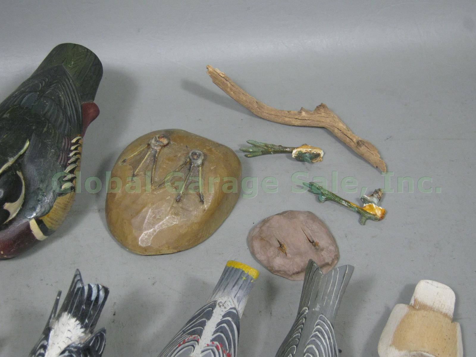 17 Vtg 50s 60s Hand Carved Wooden Bird Lot Wood Duck Sparrow Pintail Grosbeak ++ 4