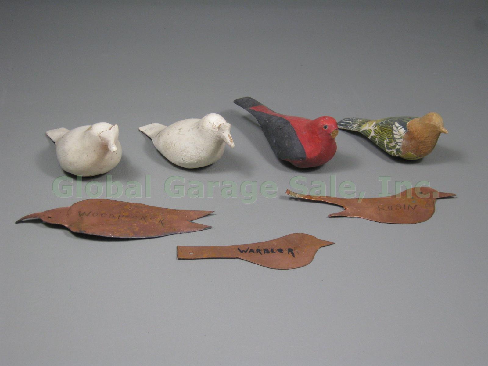 17 Vtg 50s 60s Hand Carved Wooden Bird Lot Wood Duck Sparrow Pintail Grosbeak ++ 6