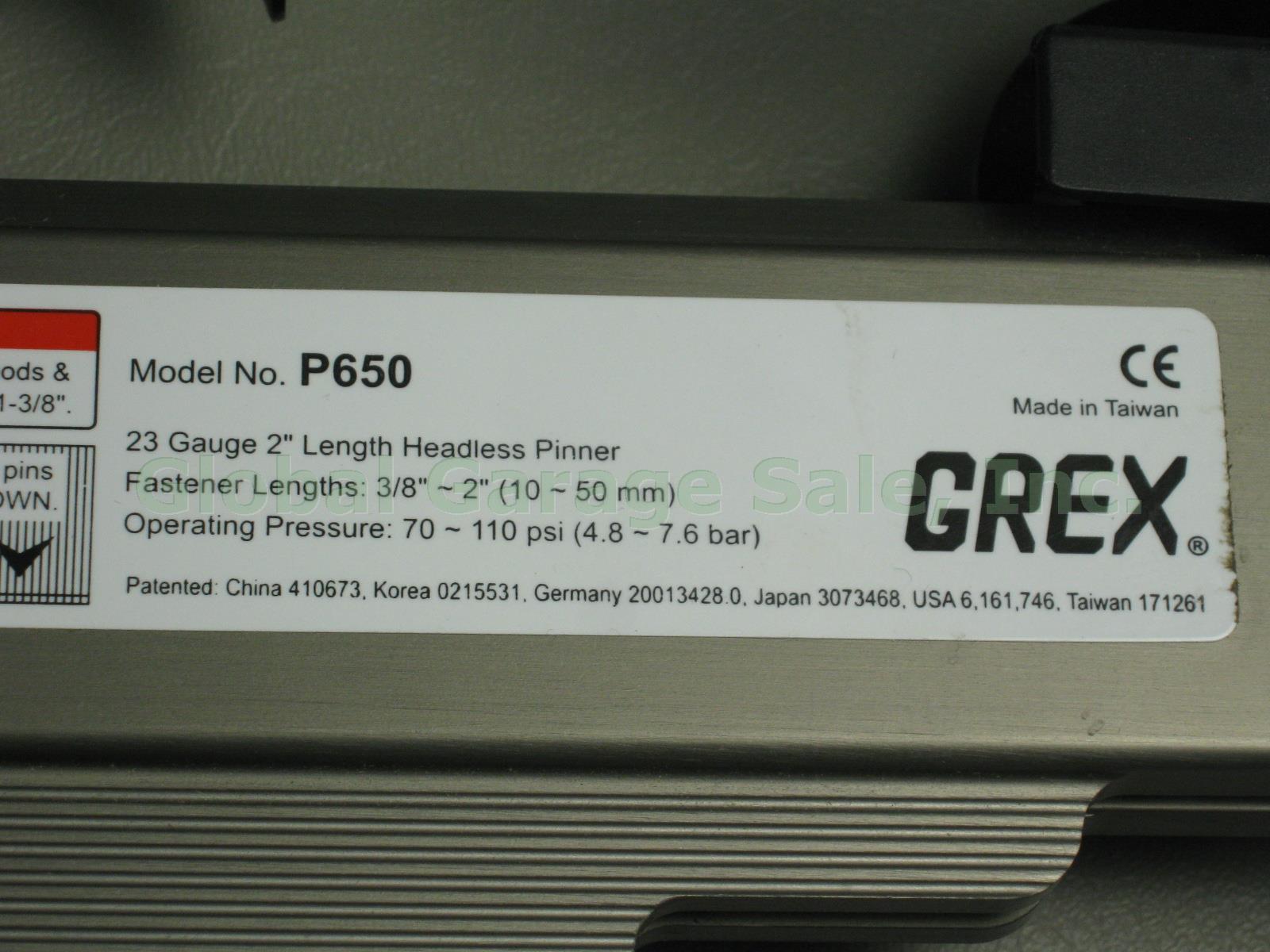 MINT! Grex P650 23 Gauge Headless Pinner Kit W/ Case + 3/8"~2" Inch 10~50mm NR! 11