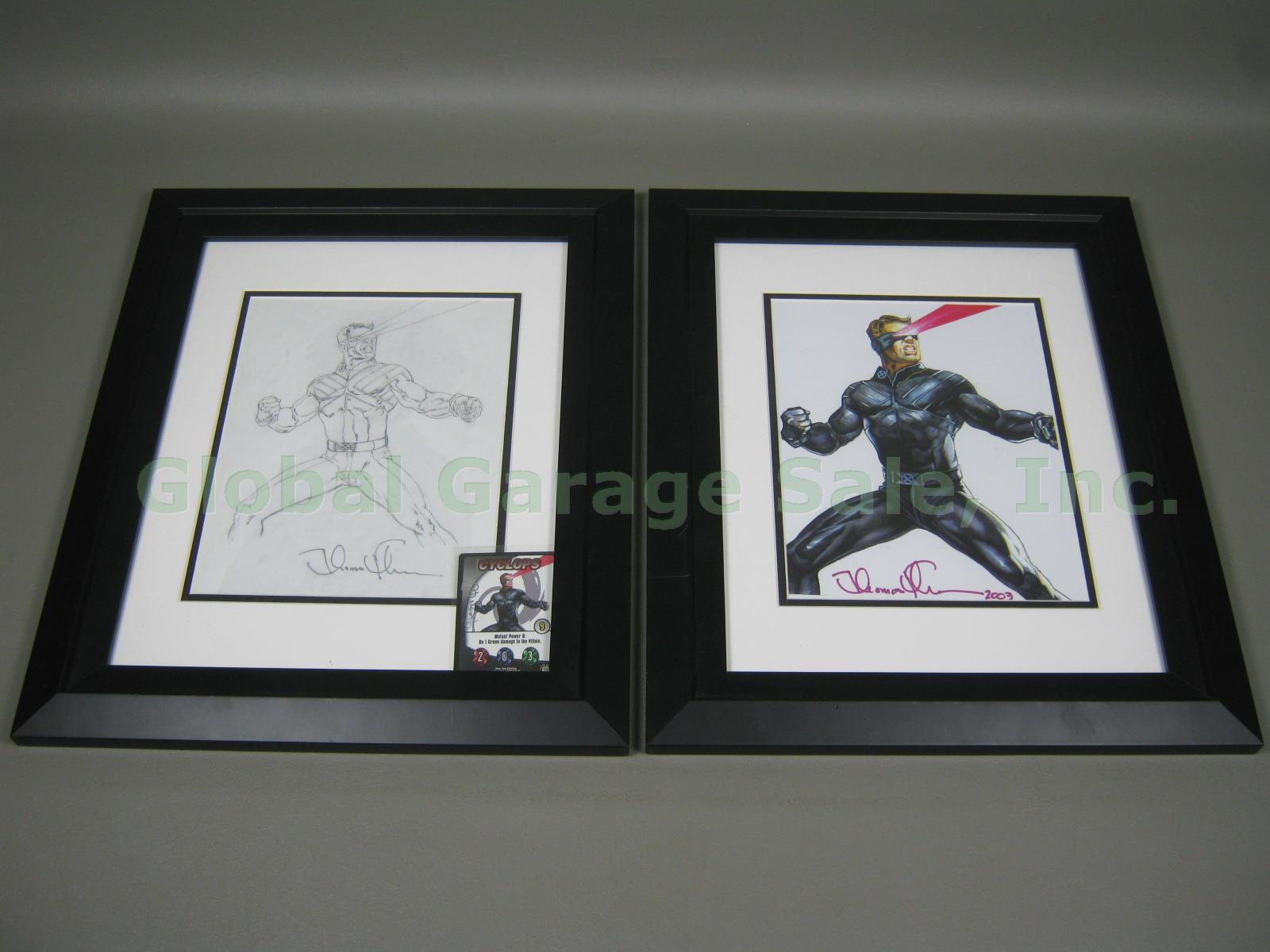 RARE Tom Thomas Fleming Signed Original Cyclops Sketch X-Men Art Drawing Lot