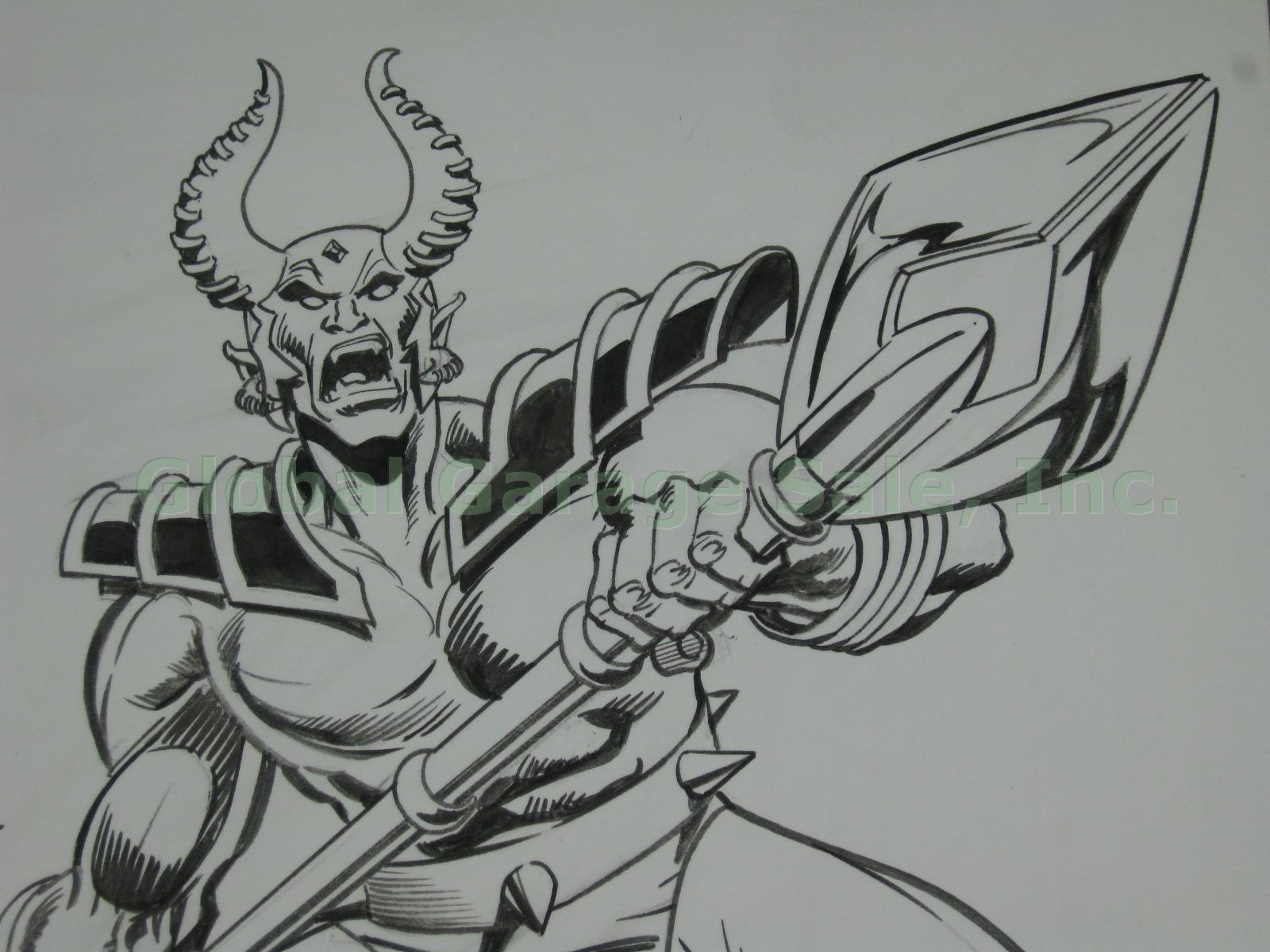 RARE Tom Grindberg Original Signed Drawing Sketch DC Comic Art Azar + Blue Devil 5