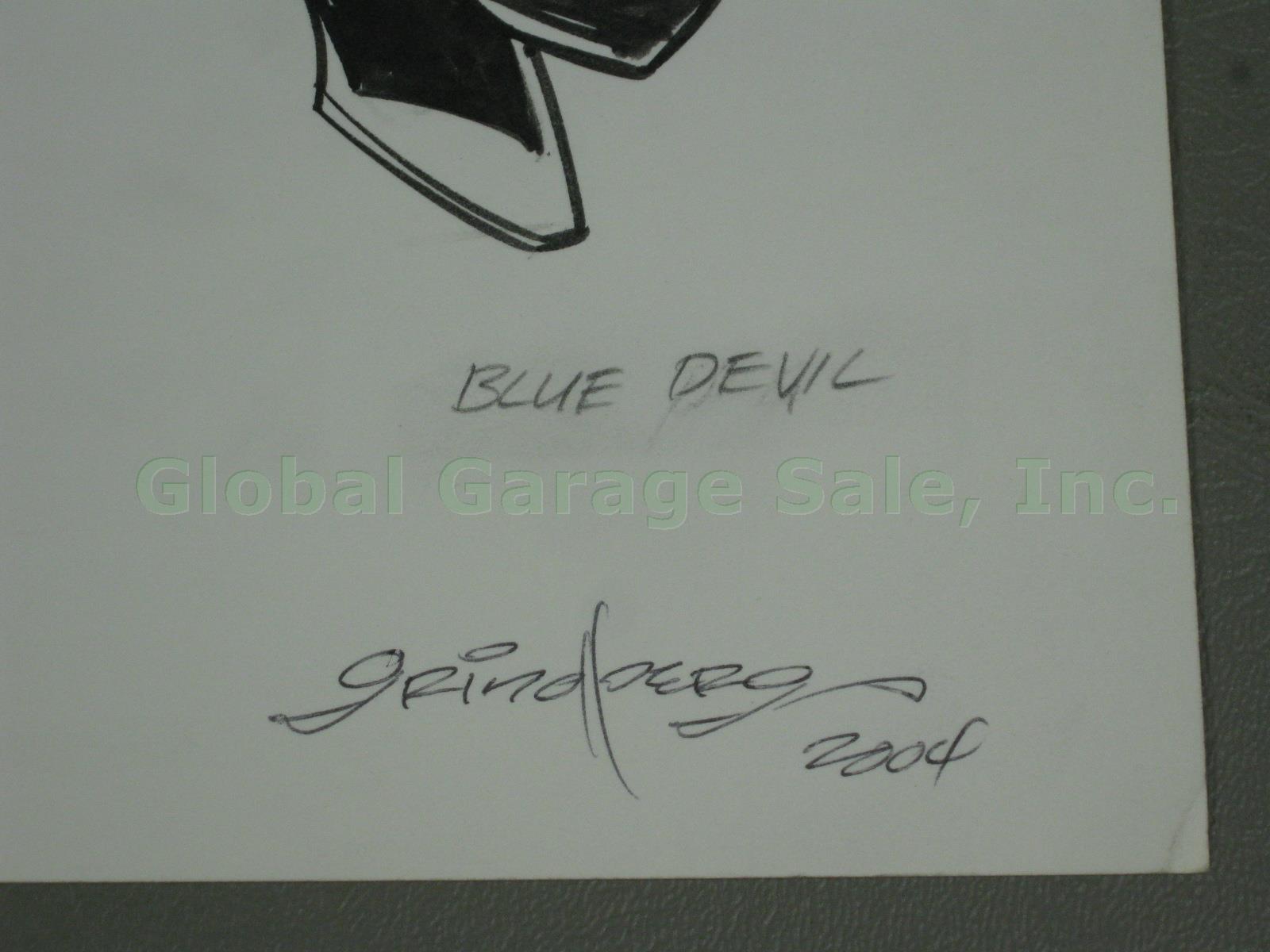 RARE Tom Grindberg Original Signed Drawing Sketch DC Comic Art Azar + Blue Devil 6