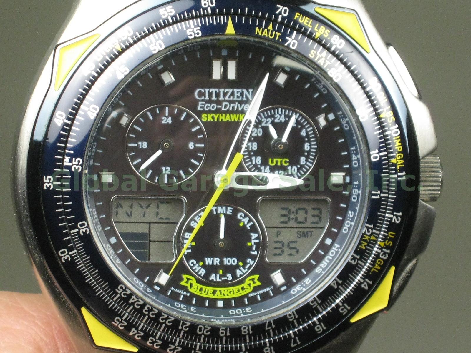Mens Citizen Eco-Drive Skyhawk Blue Angels Pilots Chronograph Watch JR3080-01L 1
