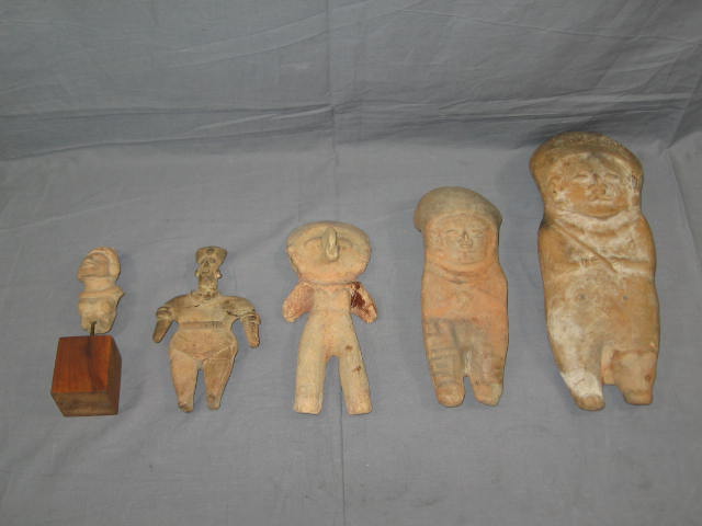5 Pre Columbian Carvings Carved Figures Idol Collection