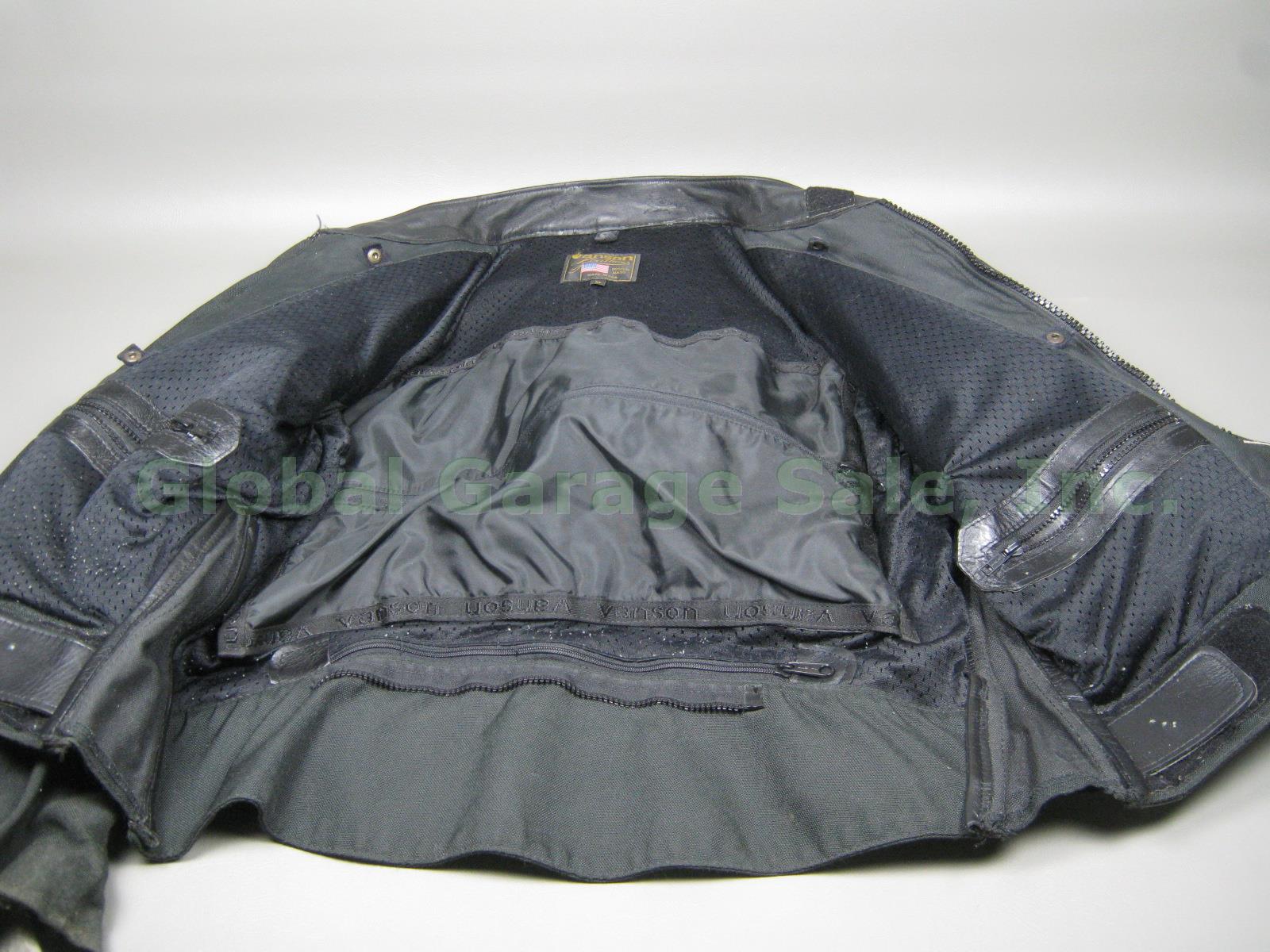Mens Black Vanson Leathers Motorcycle Jacket Size XL W/ Protective Armor Padding 3
