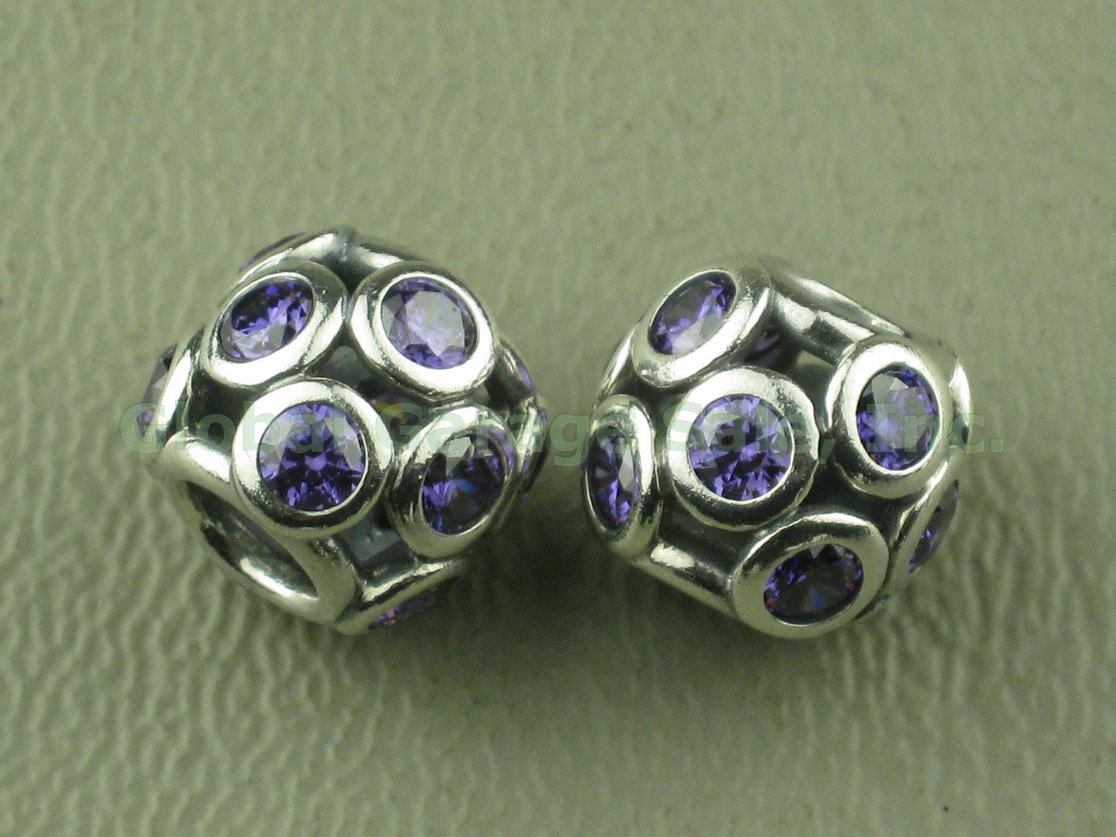 2 Pandora Whimsical Light Purple CZ Sterling Silver 925 ALE Charm Bead 791153ACZ 1
