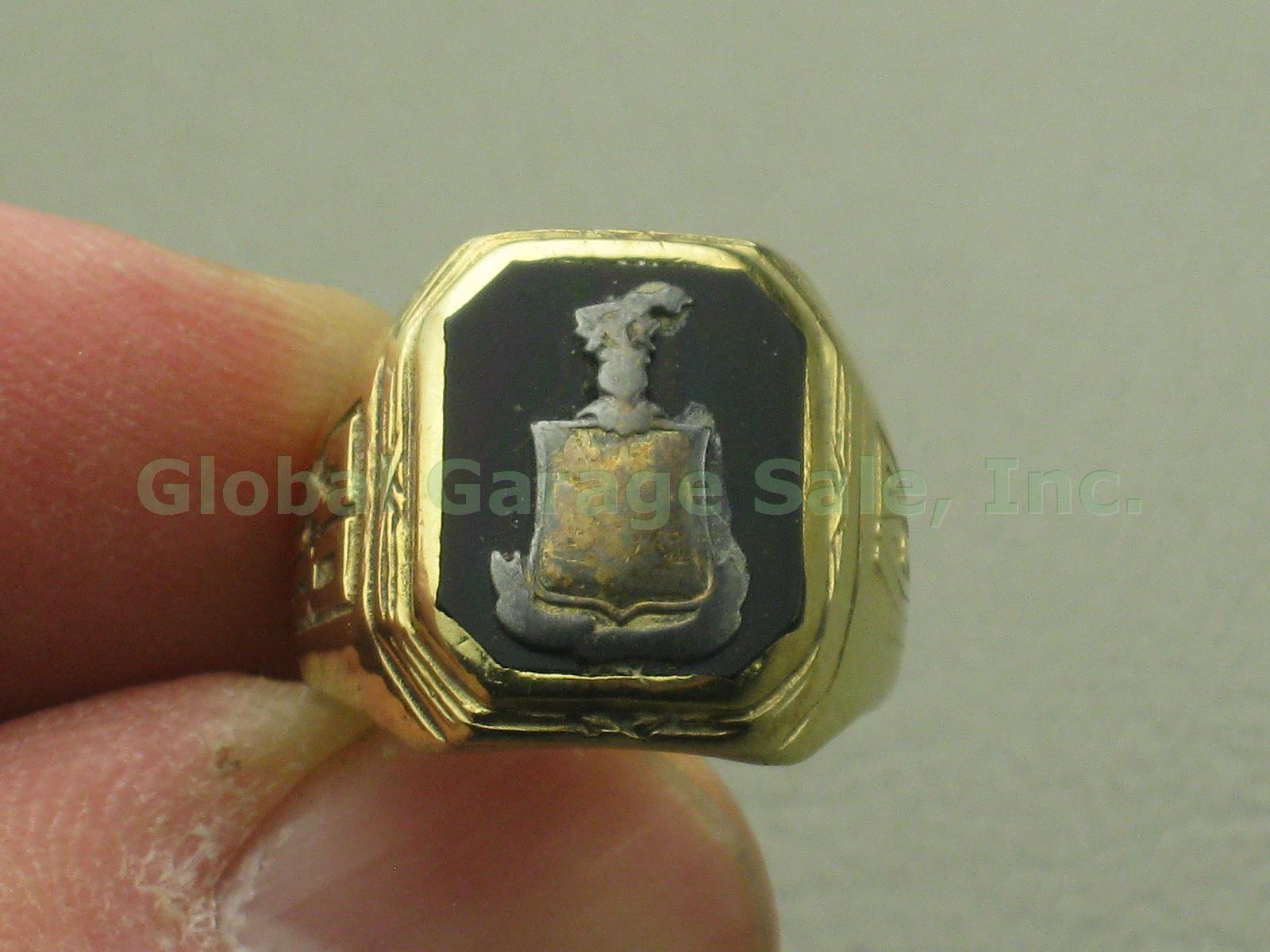 Vtg Antique 1928 Dorrety Katharine Gibbs School 12K Yellow Gold Onyx Class Ring