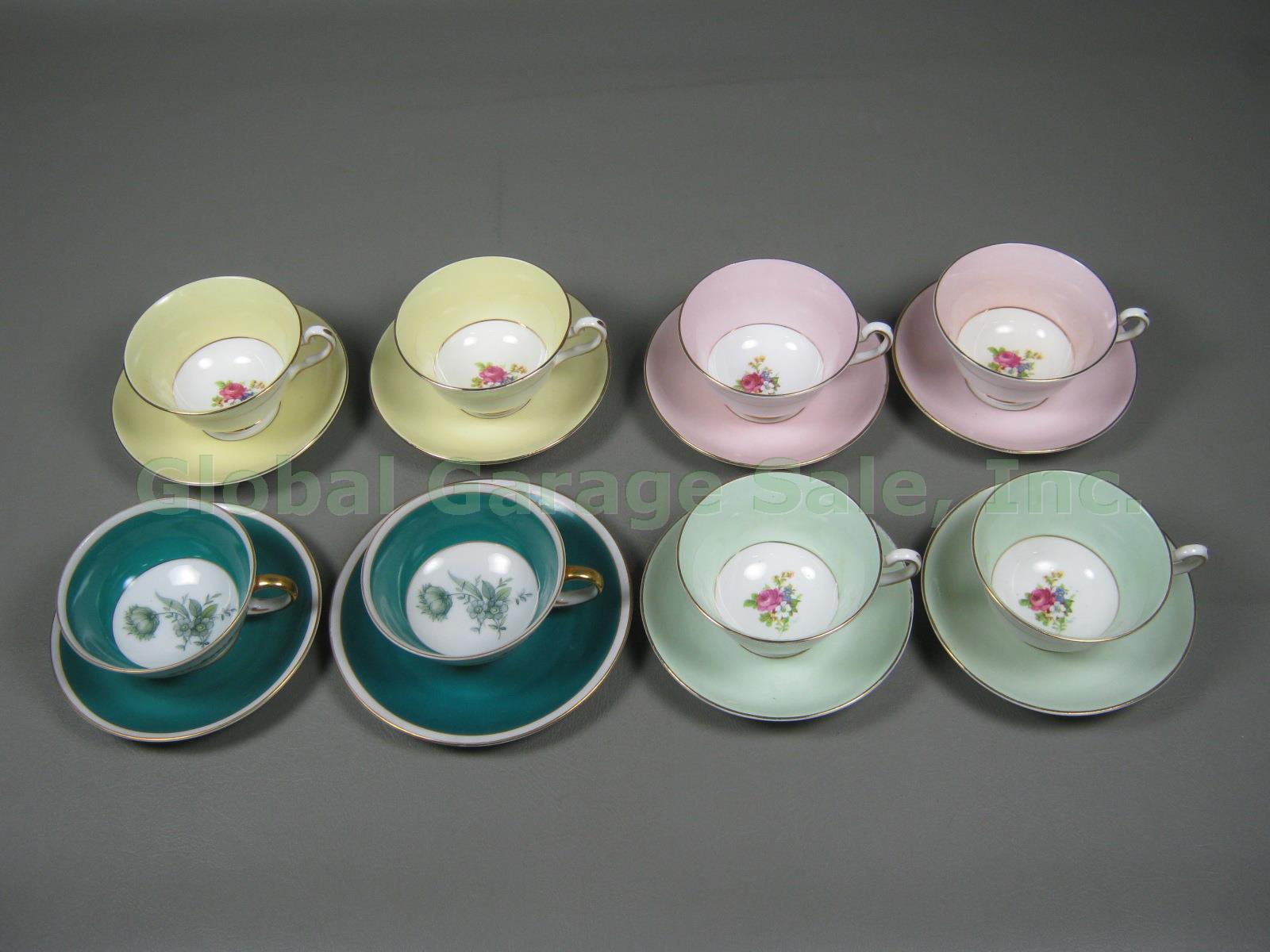 8 Vtg Tea Cups Saucers Lot Set Royal Bayreuth Germany Rosina Bone China England