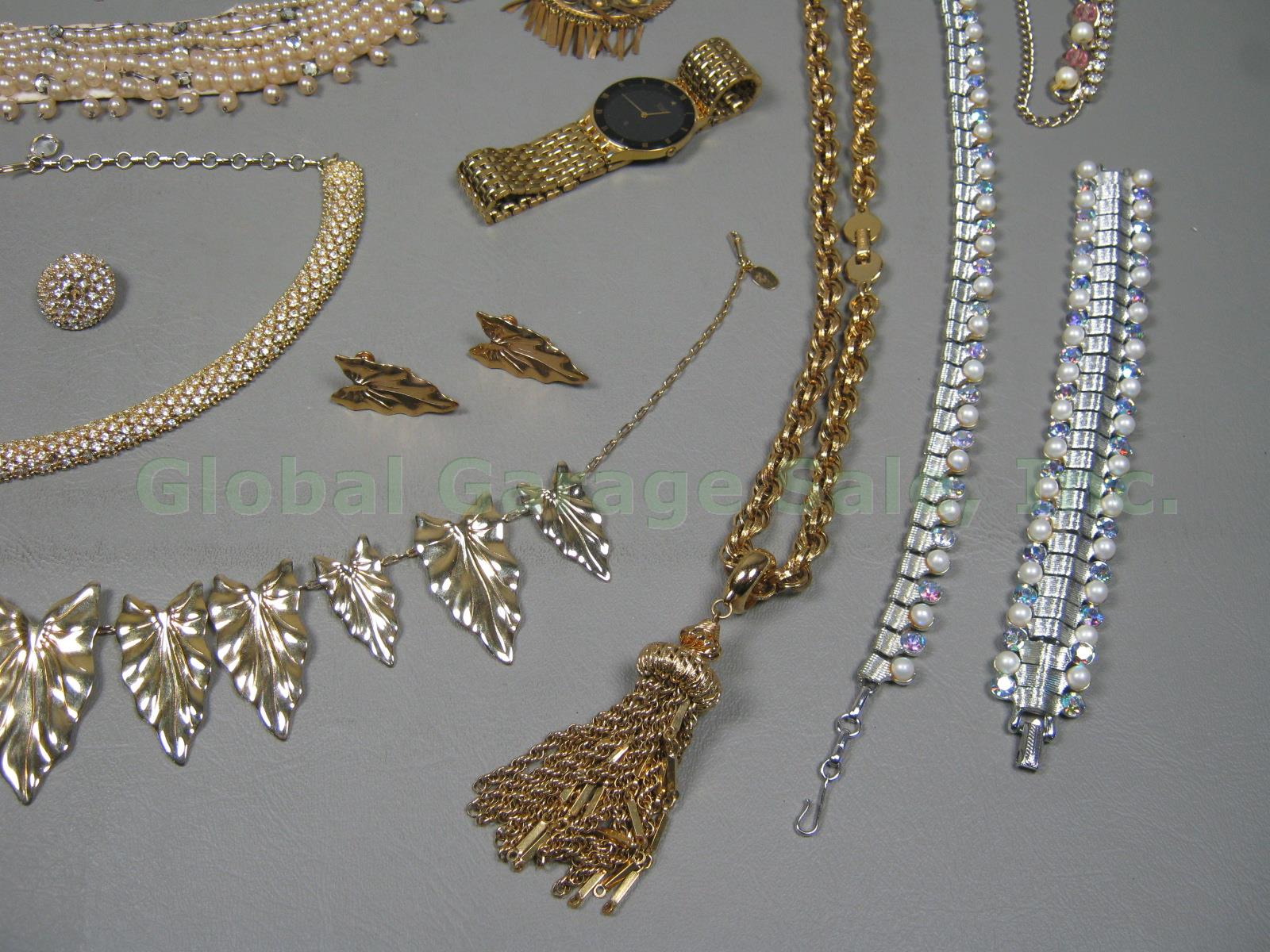 Vtg Costume Jewelry Lot Pearl Necklace Earring Bracelet Coro Monet Citizen Watch 1