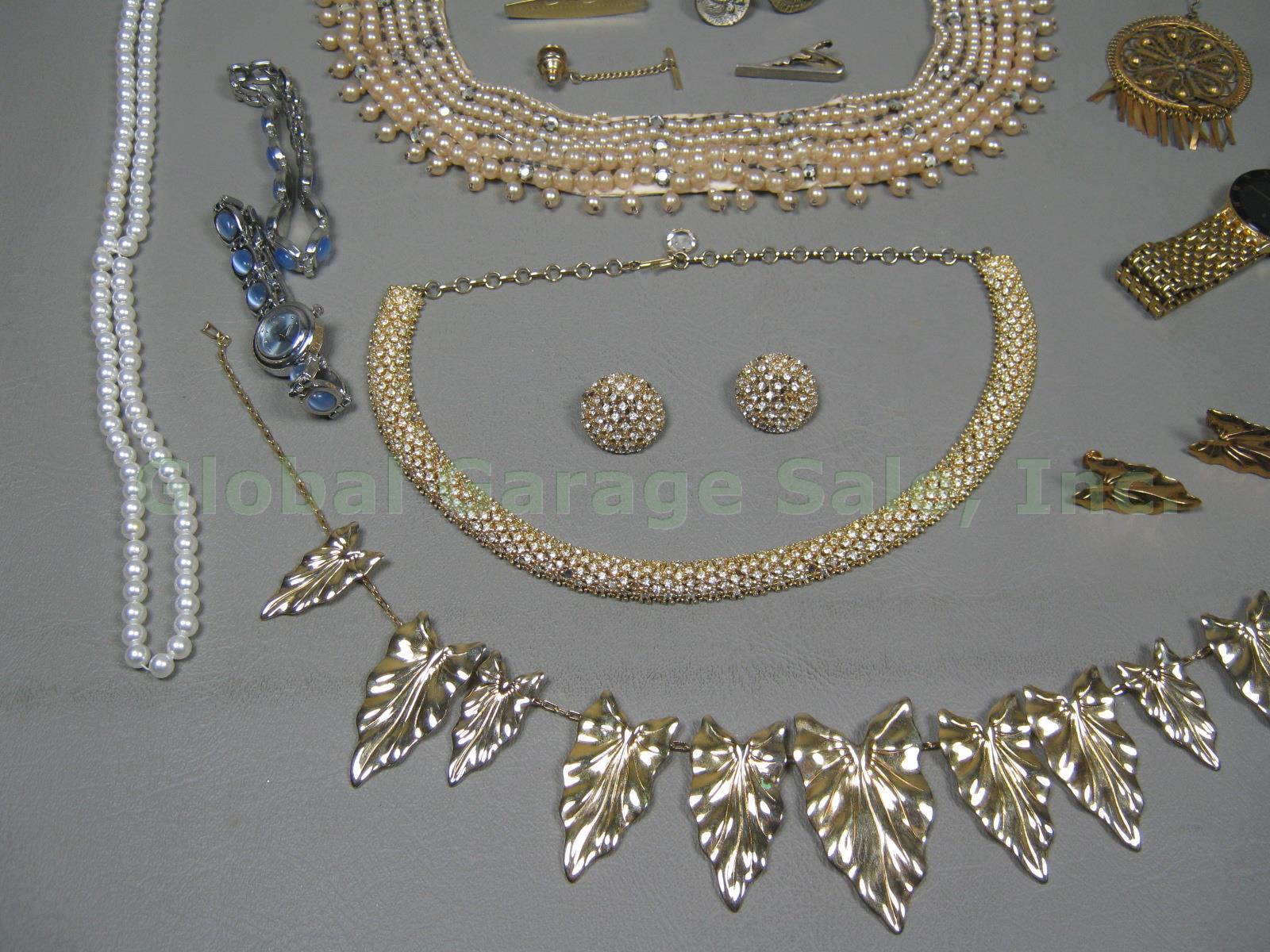 Vtg Costume Jewelry Lot Pearl Necklace Earring Bracelet Coro Monet Citizen Watch 2