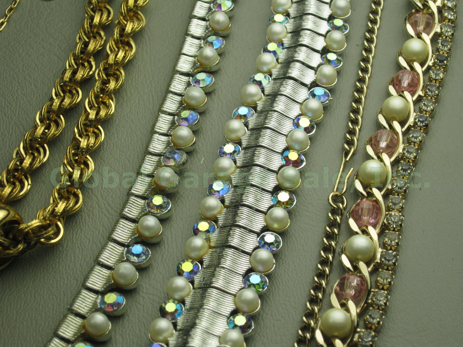 Vtg Costume Jewelry Lot Pearl Necklace Earring Bracelet Coro Monet Citizen Watch 5