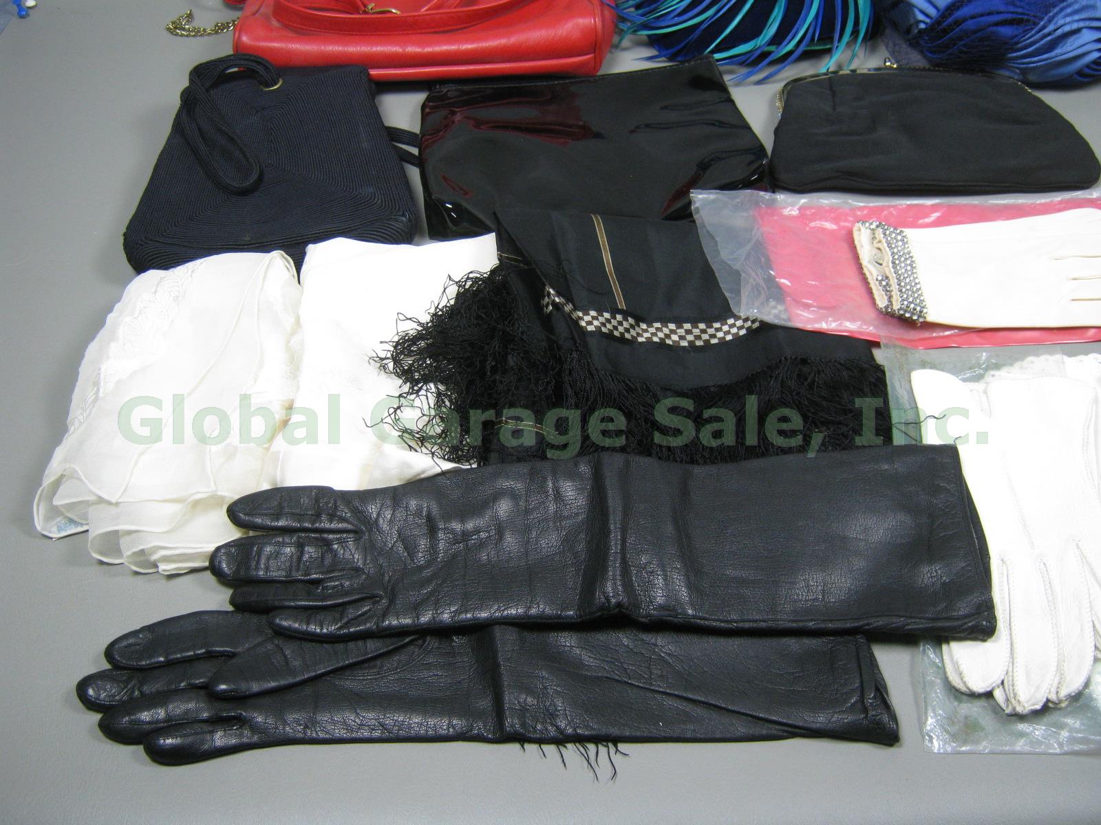 Vtg 20-Pc Lot Ladies Hats Gloves Purses Scarves Fownes Glentex Schiaparelli +Box 1