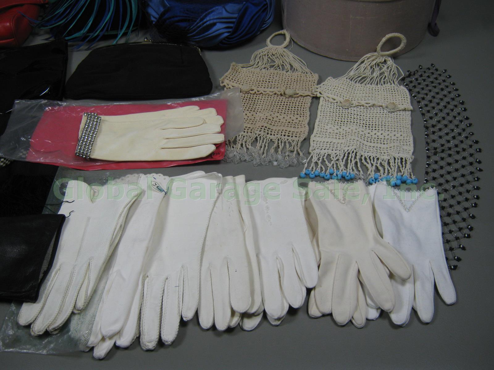 Vtg 20-Pc Lot Ladies Hats Gloves Purses Scarves Fownes Glentex Schiaparelli +Box 2
