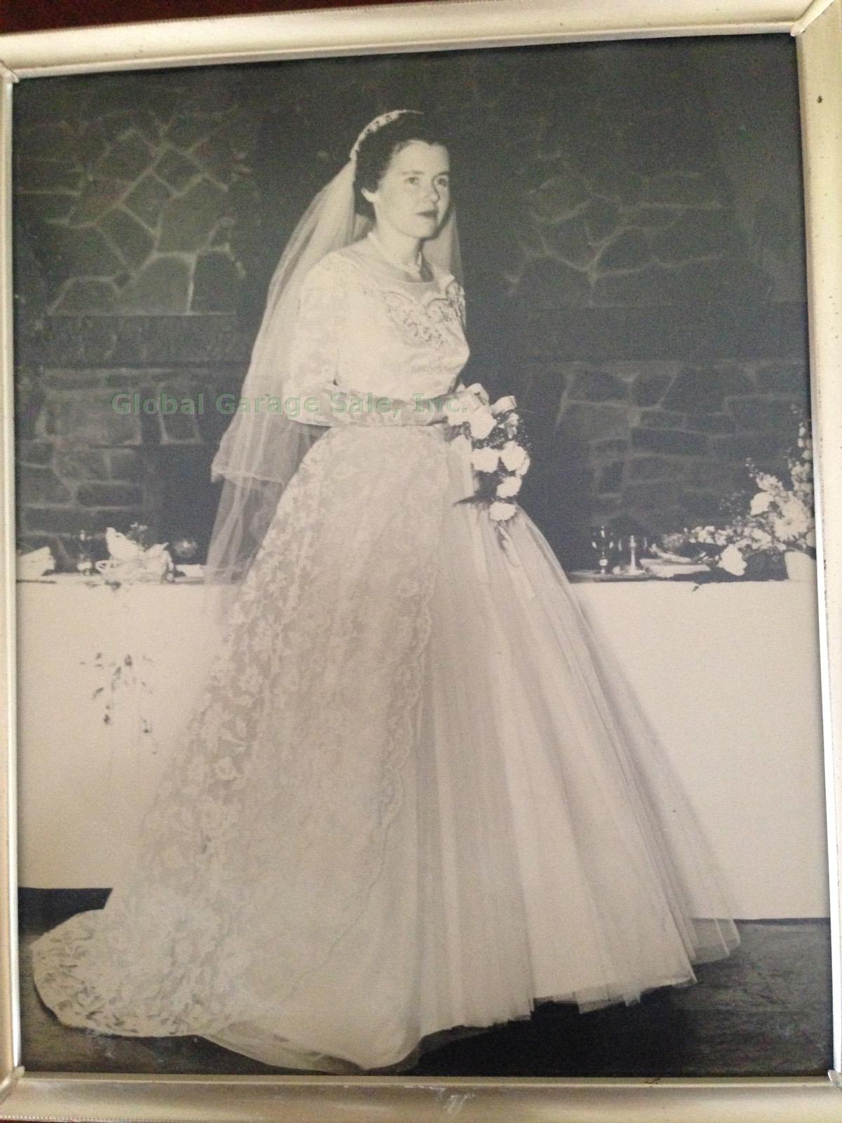 Vtg Preserved 1954 Bridal Wedding Dress W/ Sequins + Original Treasure Chest Box