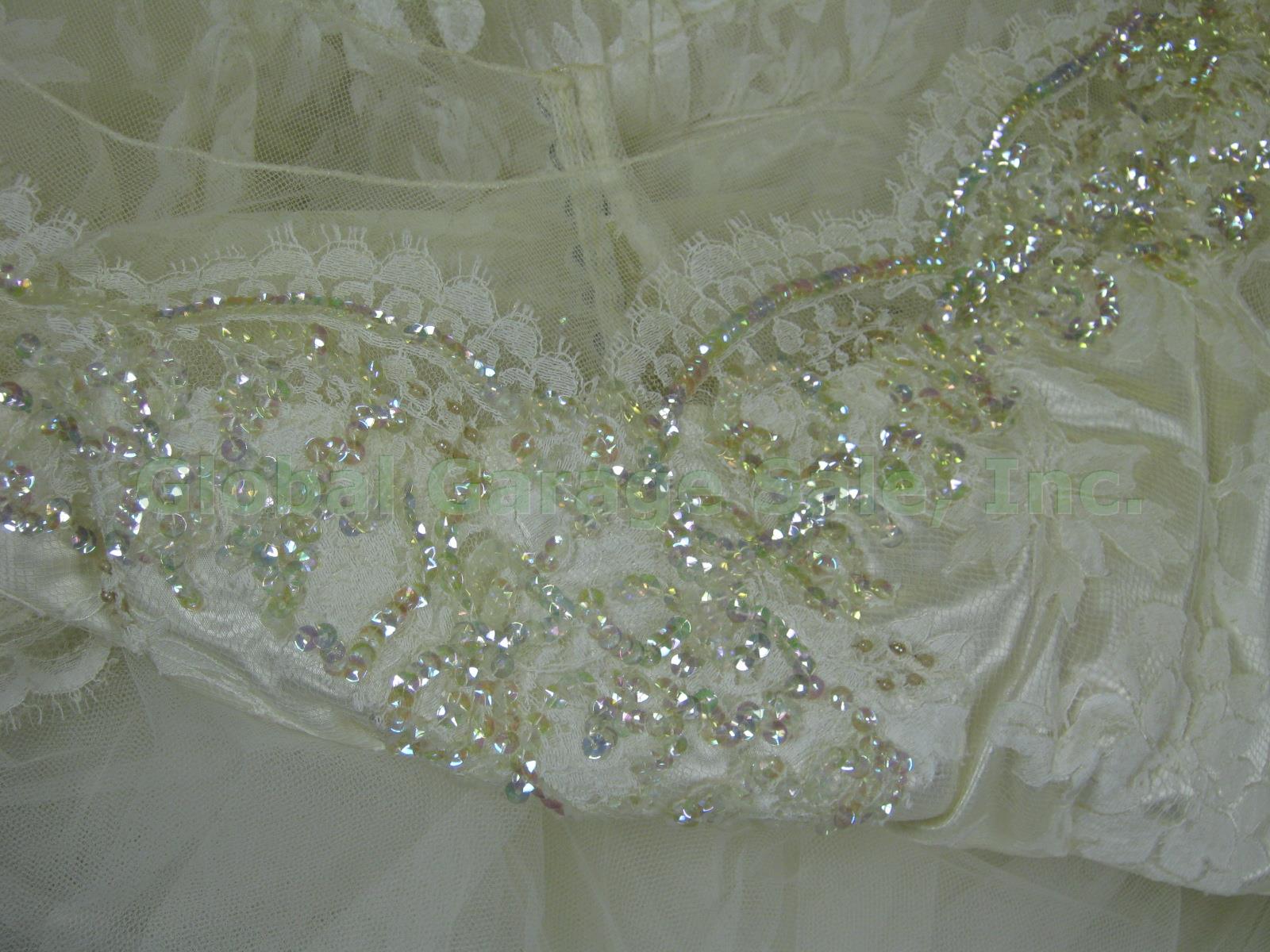 Vtg Preserved 1954 Bridal Wedding Dress W/ Sequins + Original Treasure Chest Box 3