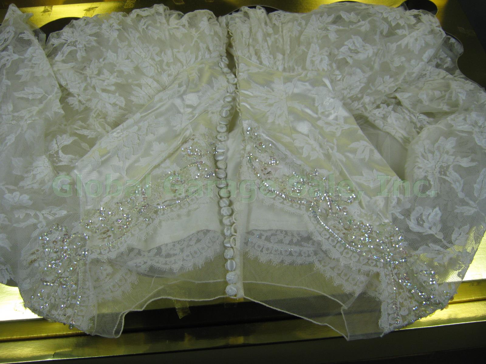 Vtg Preserved 1954 Bridal Wedding Dress W/ Sequins + Original Treasure Chest Box 4
