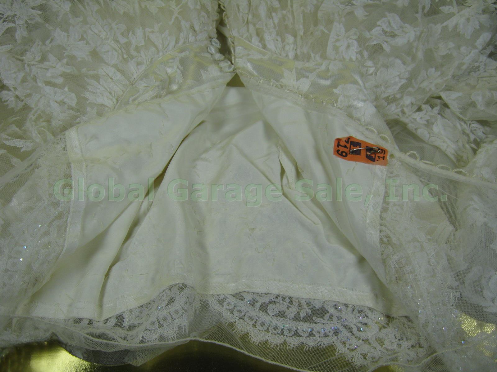 Vtg Preserved 1954 Bridal Wedding Dress W/ Sequins + Original Treasure Chest Box 5