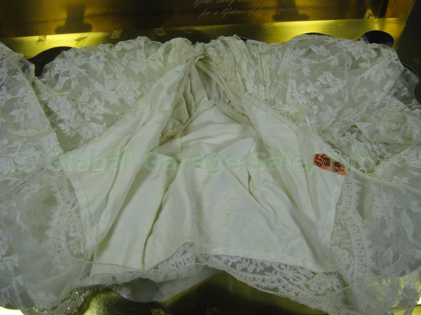 Vtg Preserved 1954 Bridal Wedding Dress W/ Sequins + Original Treasure Chest Box 6