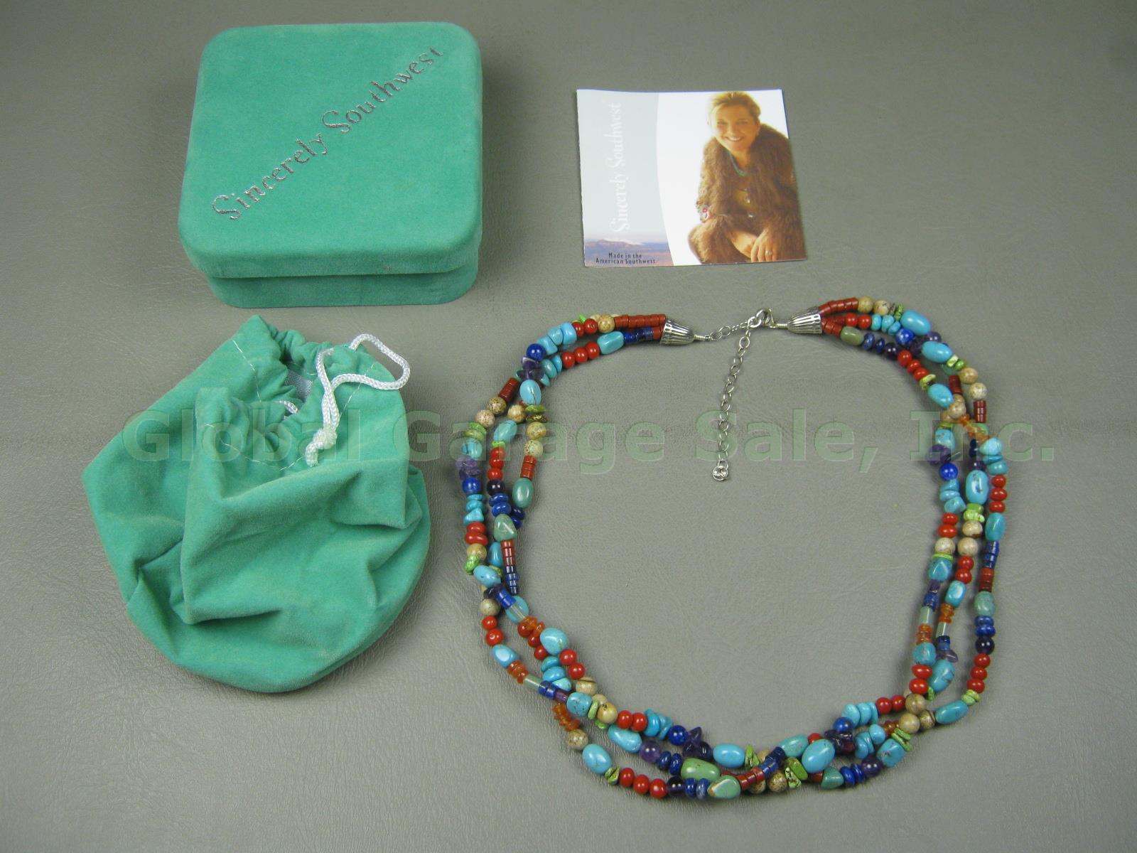 Carolyn Pollack Sincerely Southwest 3 Strand Turquoise Amazonite Coral Necklace
