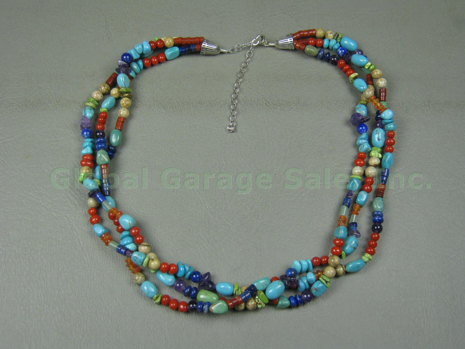 Carolyn Pollack Sincerely Southwest 3 Strand Turquoise Amazonite Coral Necklace 1