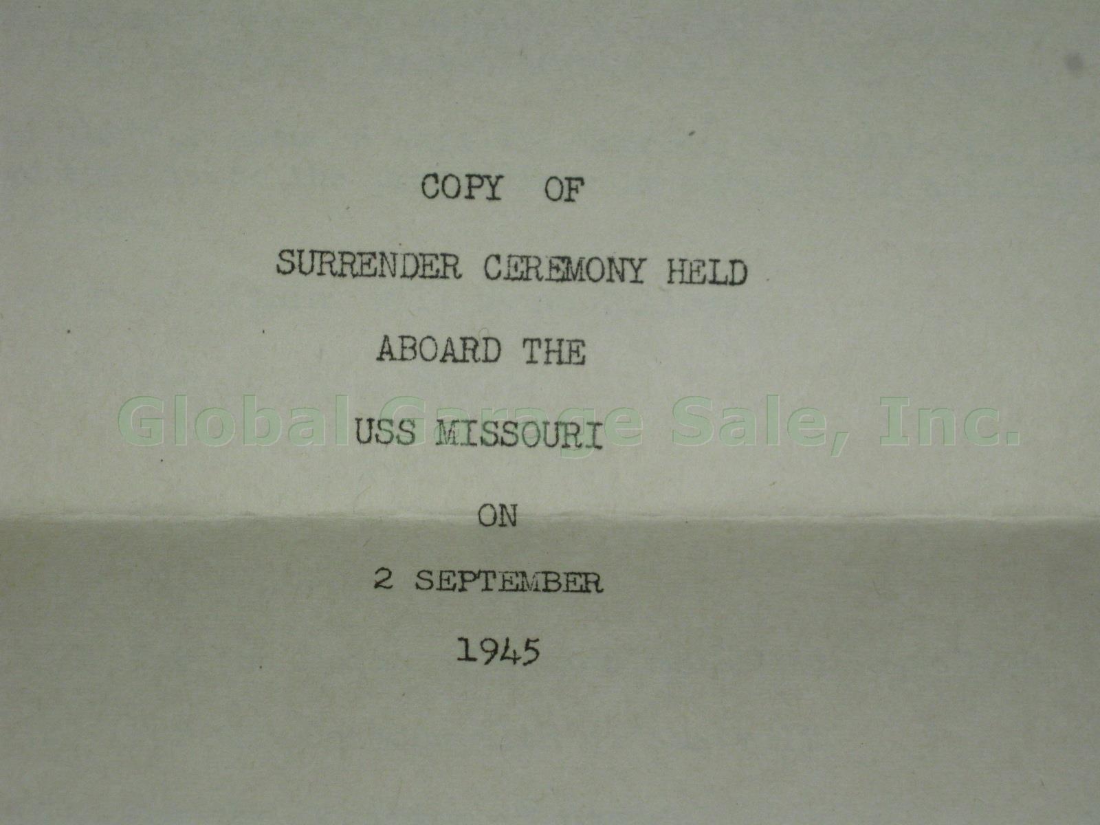 Original WWII 1945 Japanese Surrender Ceremony Documents USS Missouri + Articles 1