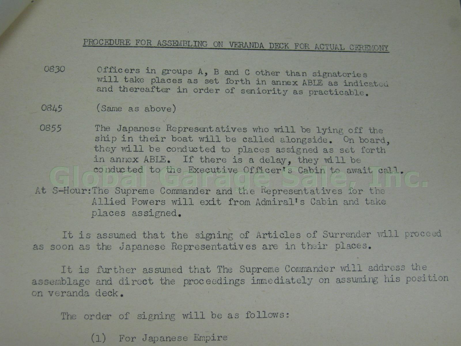 Original WWII 1945 Japanese Surrender Ceremony Documents USS Missouri + Articles 2