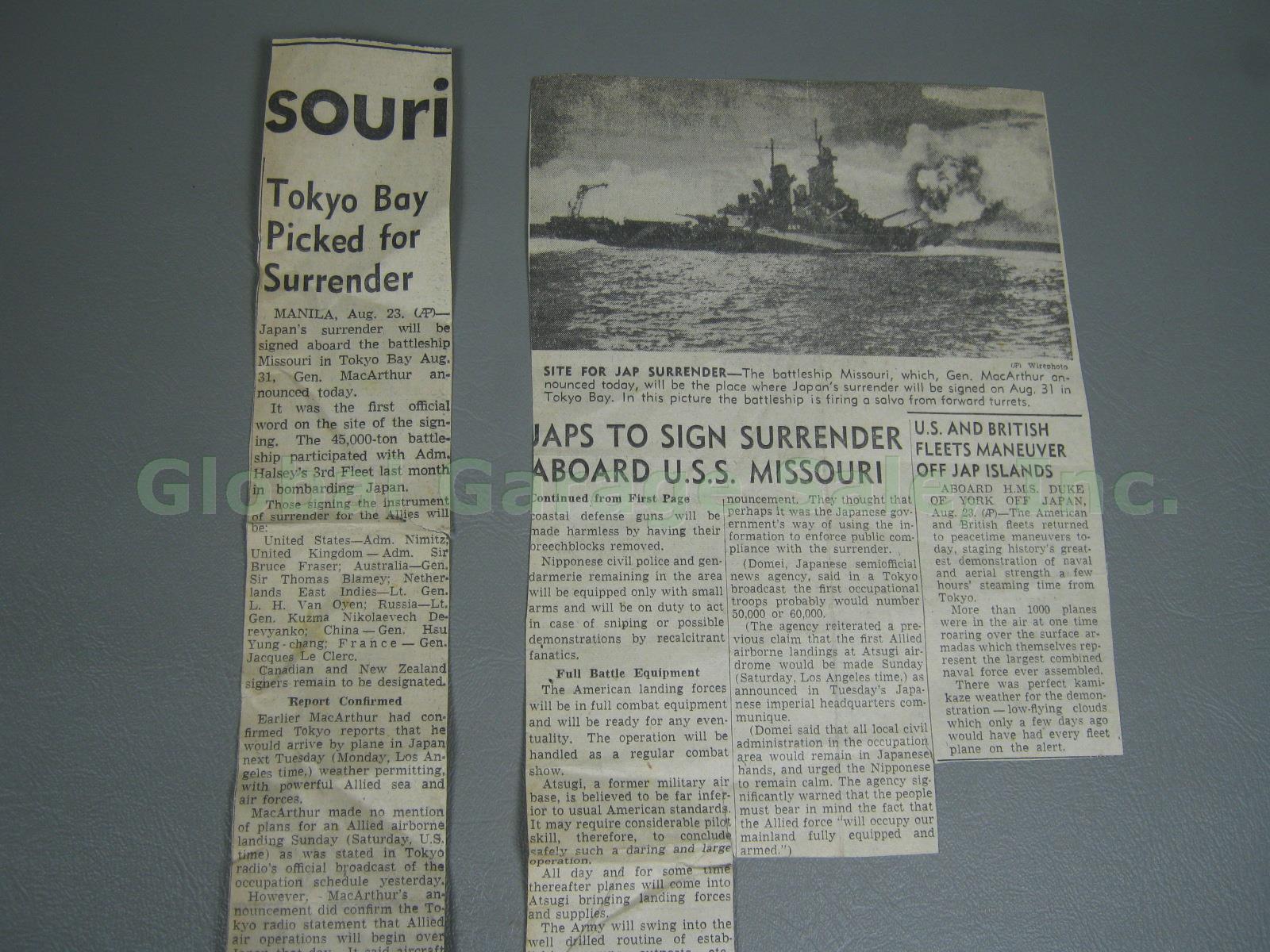 Original WWII 1945 Japanese Surrender Ceremony Documents USS Missouri + Articles 10