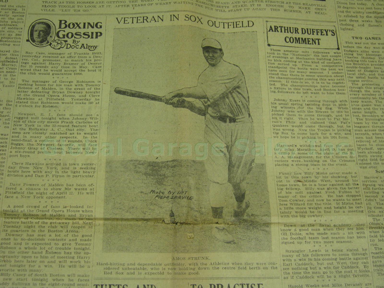 Boston Post 1918 Babe Ruth Photo Red Sox World Series Win + WWI Newspaper Lot NR 9