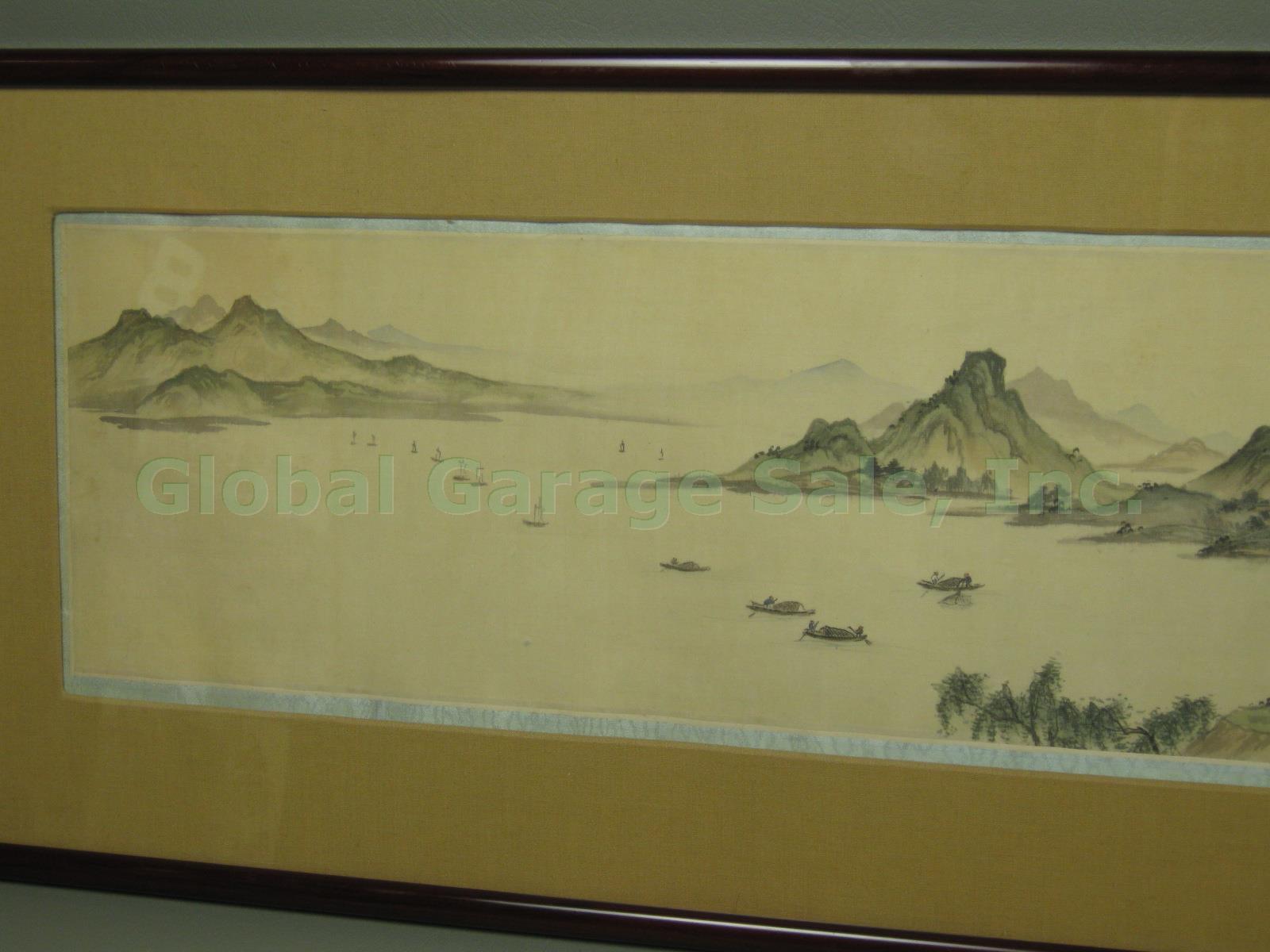 Vtg Antique Oriental Asian Japanese Chinese Silk Painting Signed Panorama Ocean 1