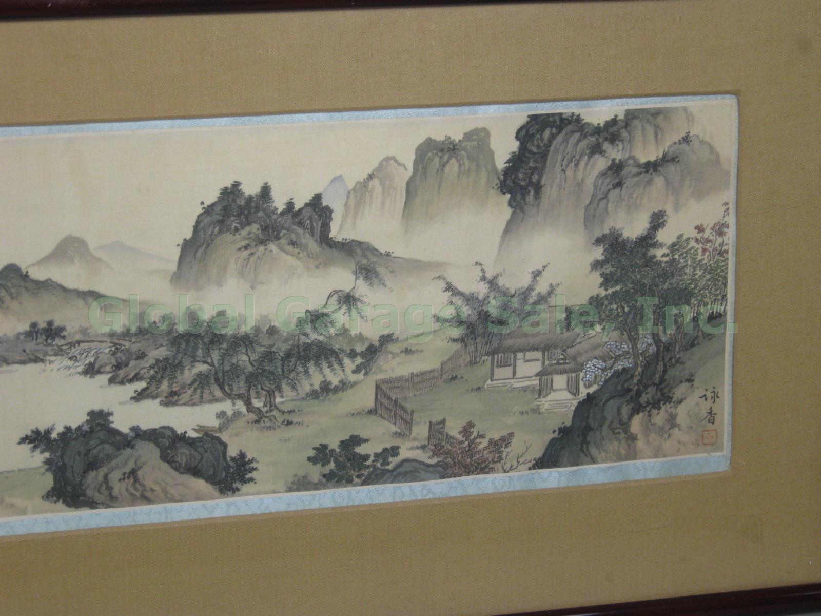 Vtg Antique Oriental Asian Japanese Chinese Silk Painting Signed Panorama Ocean 2
