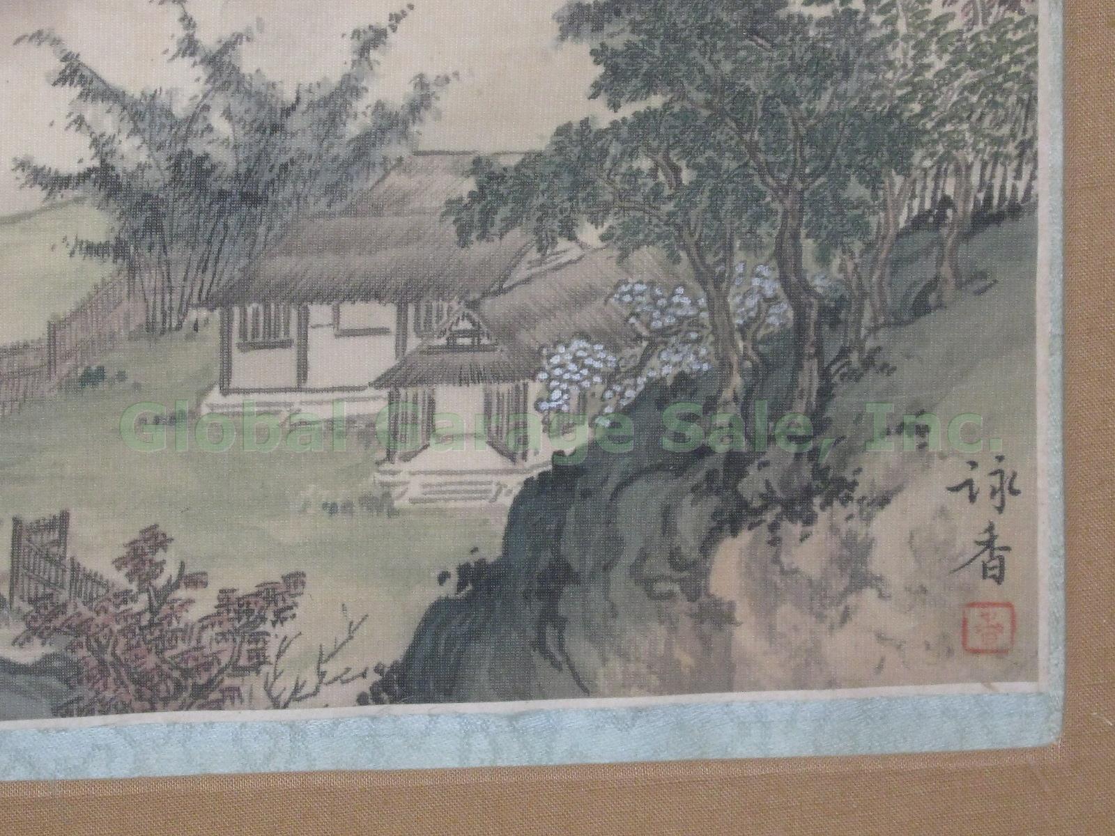 Vtg Antique Oriental Asian Japanese Chinese Silk Painting Signed Panorama Ocean 3