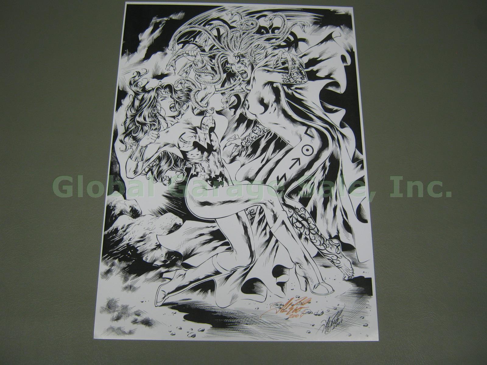 Rare Al Rio 2004 Wonder Woman vs Medusa Hand Signed Comic Book Art Print Poster