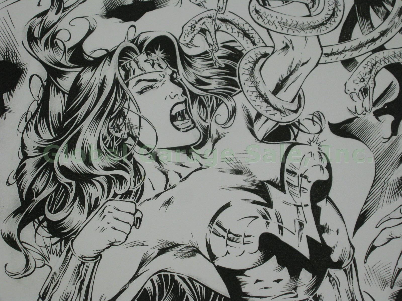 Rare Al Rio 2004 Wonder Woman vs Medusa Hand Signed Comic Book Art Print Poster 2