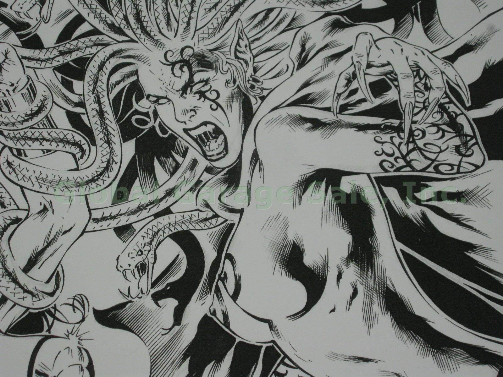 Rare Al Rio 2004 Wonder Woman vs Medusa Hand Signed Comic Book Art Print Poster 3
