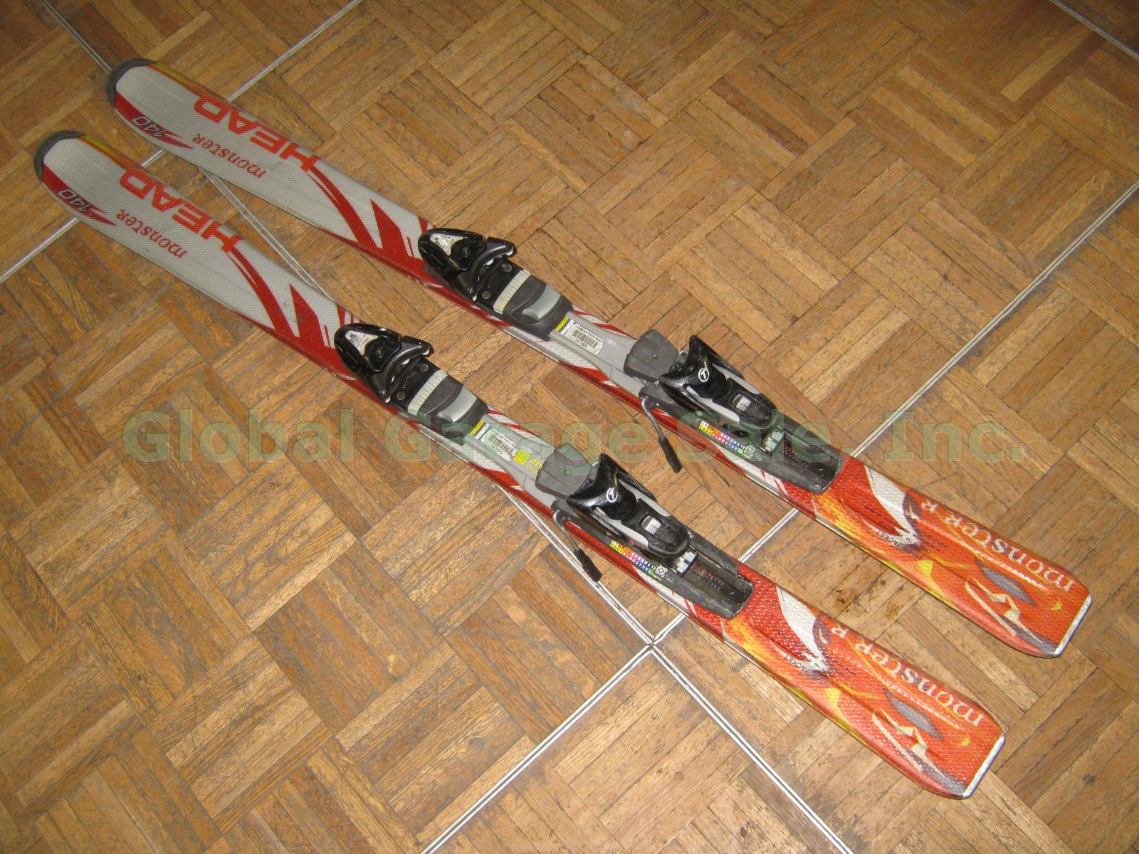 Head Monster 140 cm Downhill Skis W/ Tyrolia SP 100 Full Diagonal Bindings Used