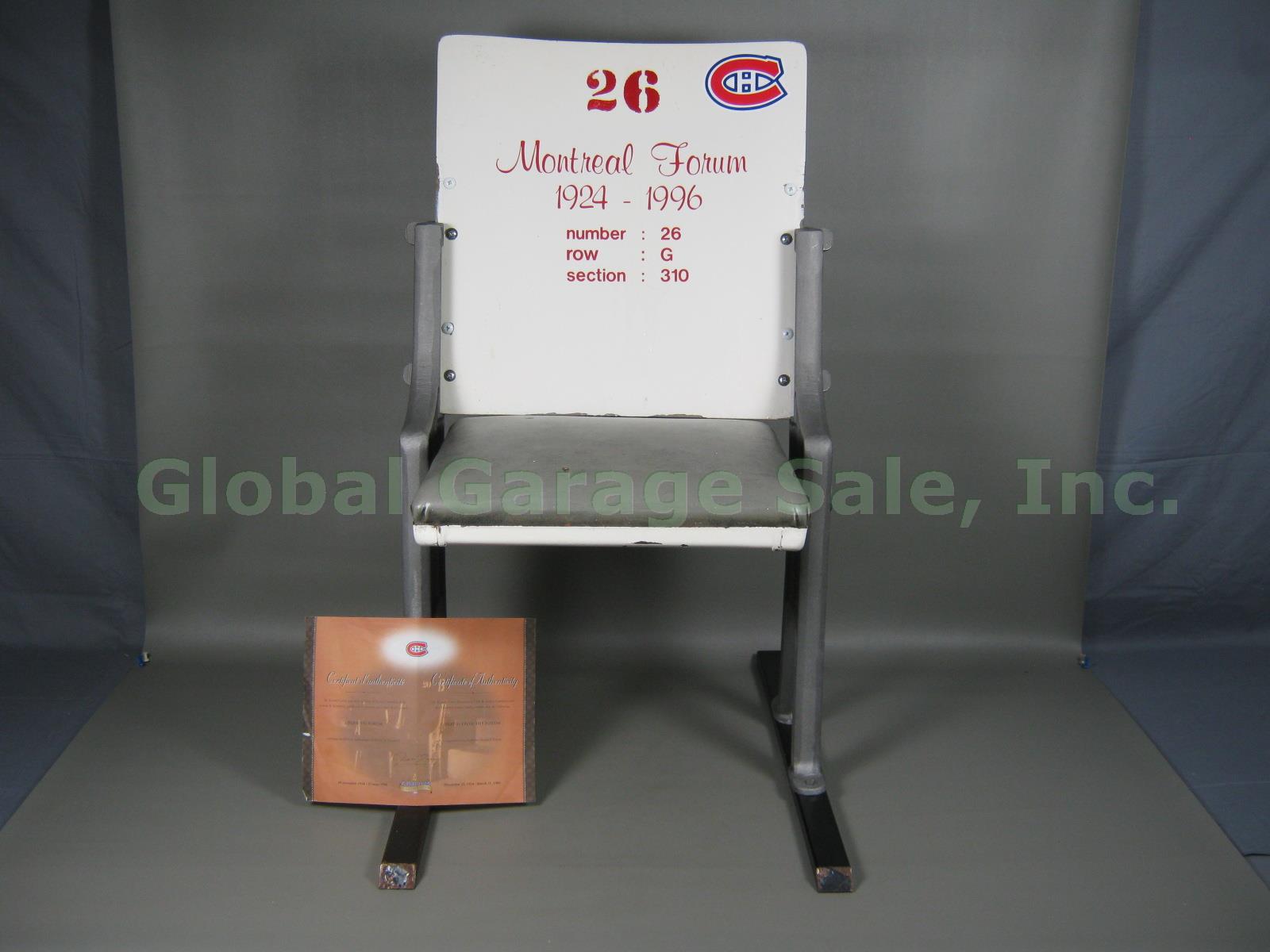 Original Montreal Forum Canadiens White Seat Chair With COA Section 310 Seat 26