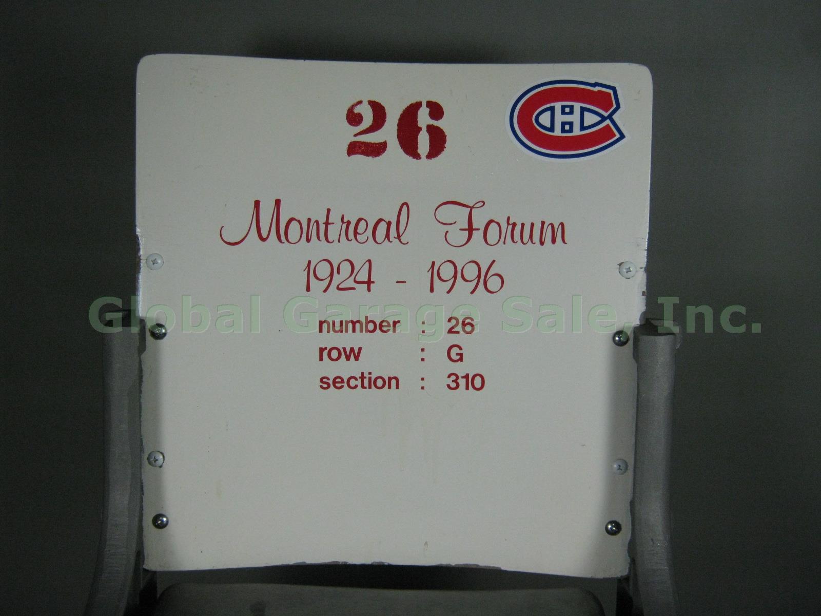 Original Montreal Forum Canadiens White Seat Chair With COA Section 310 Seat 26 1