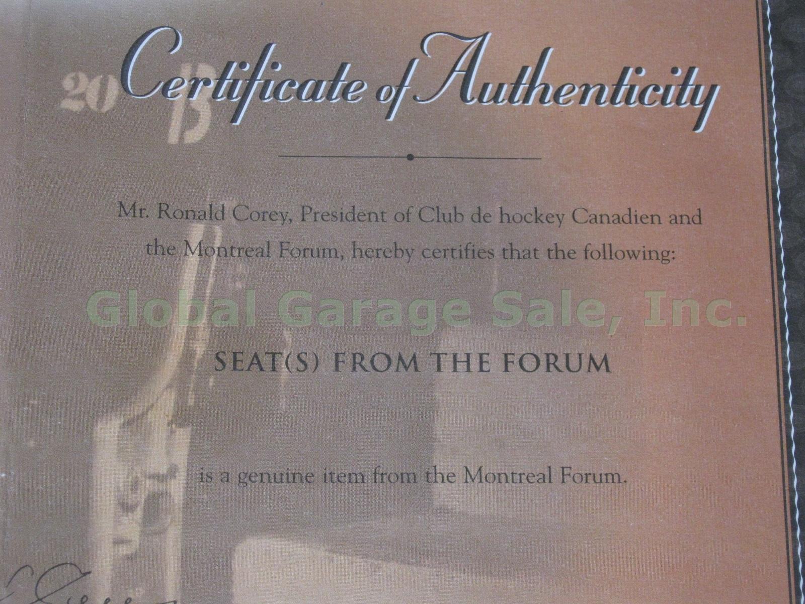 Original Montreal Forum Canadiens White Seat Chair With COA Section 310 Seat 26 9