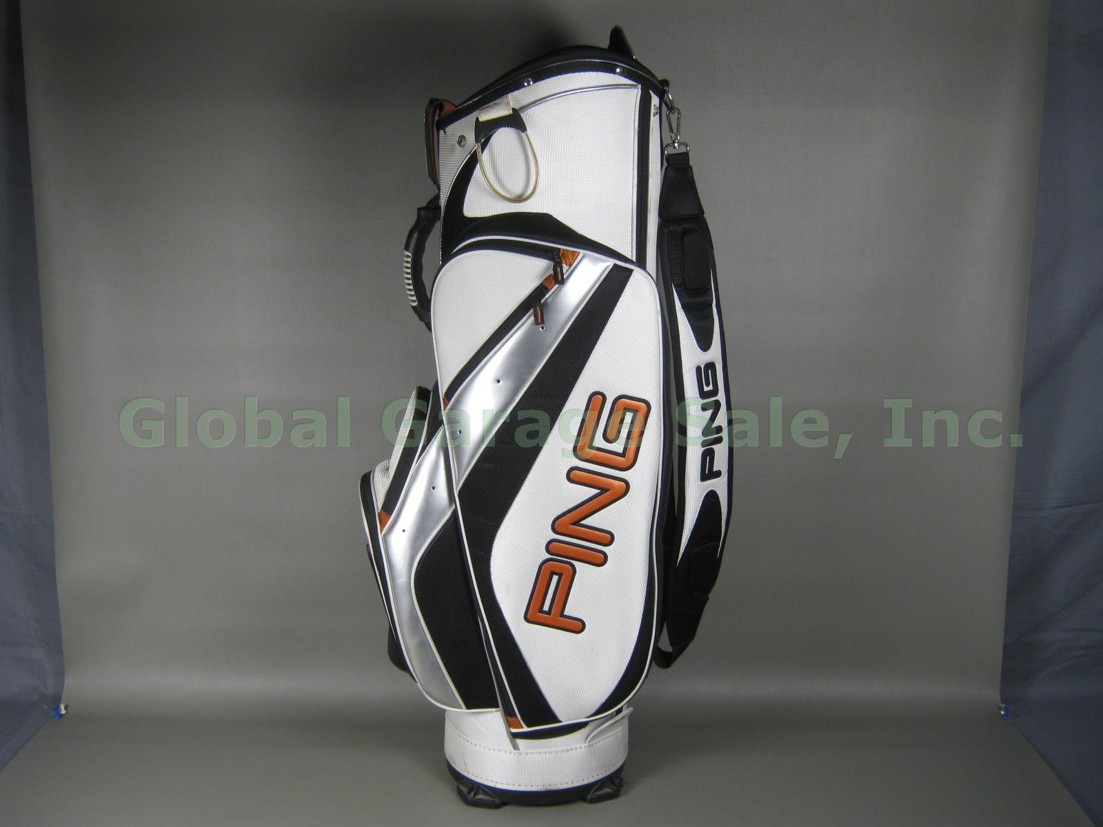 Ping Outlander Golf Cart Bag 10 Dividers Lightly Used White/Black/Orange No Res!