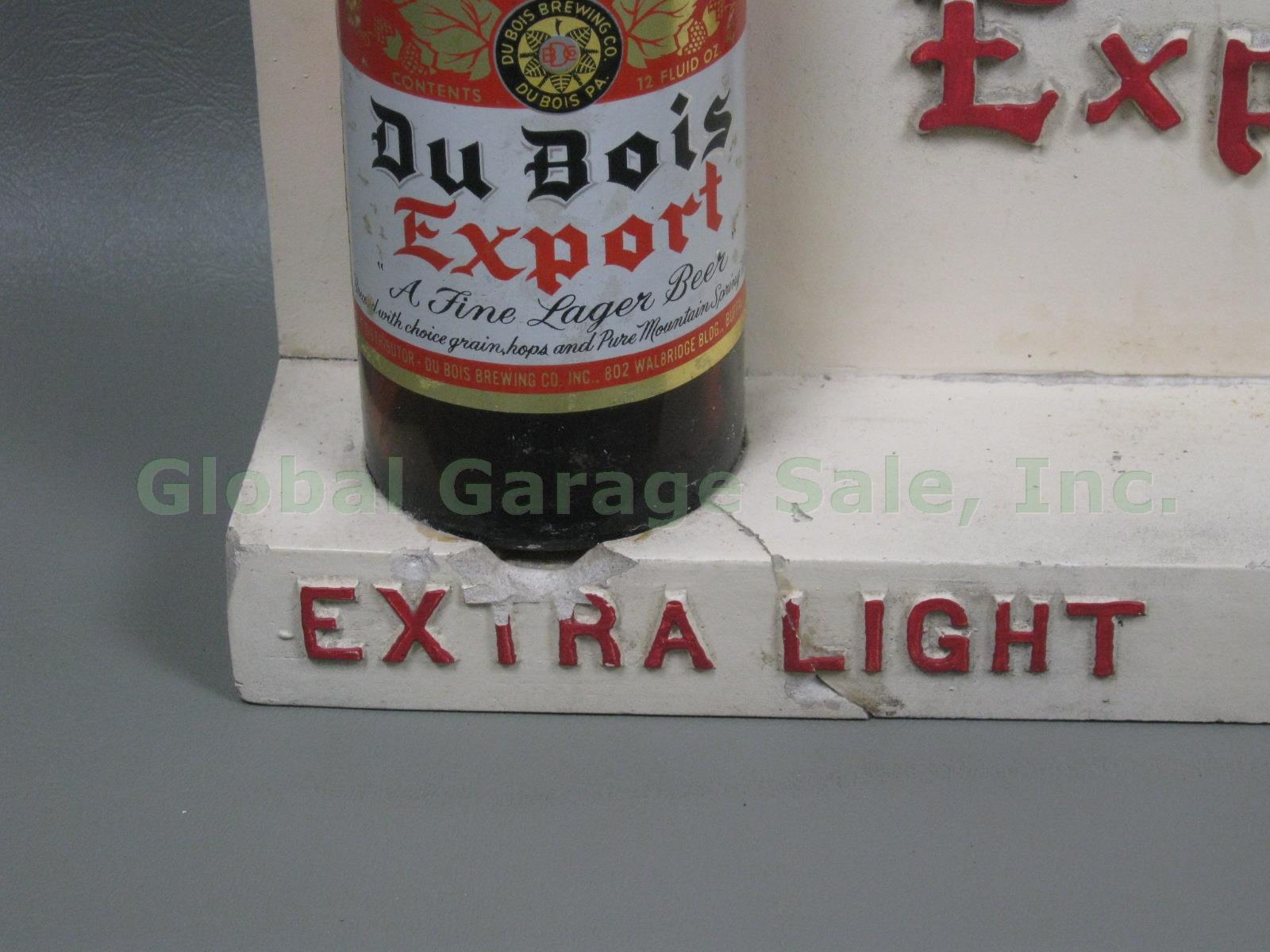Vtg Du Bois Export Extra Light Dry Beer Bottle Plaster Sign Man Cave Bar 12" W 1