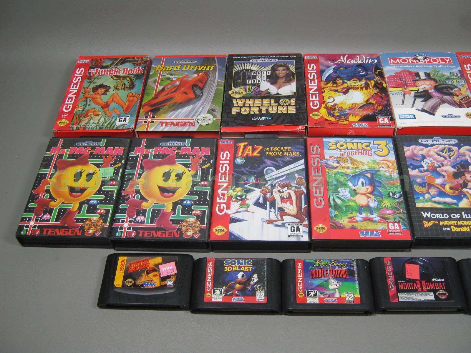 20 Sega Genesis Game Lot Mortal Kombat X Men Sonic Hedgehog 32X Boxes Cases + NR 1