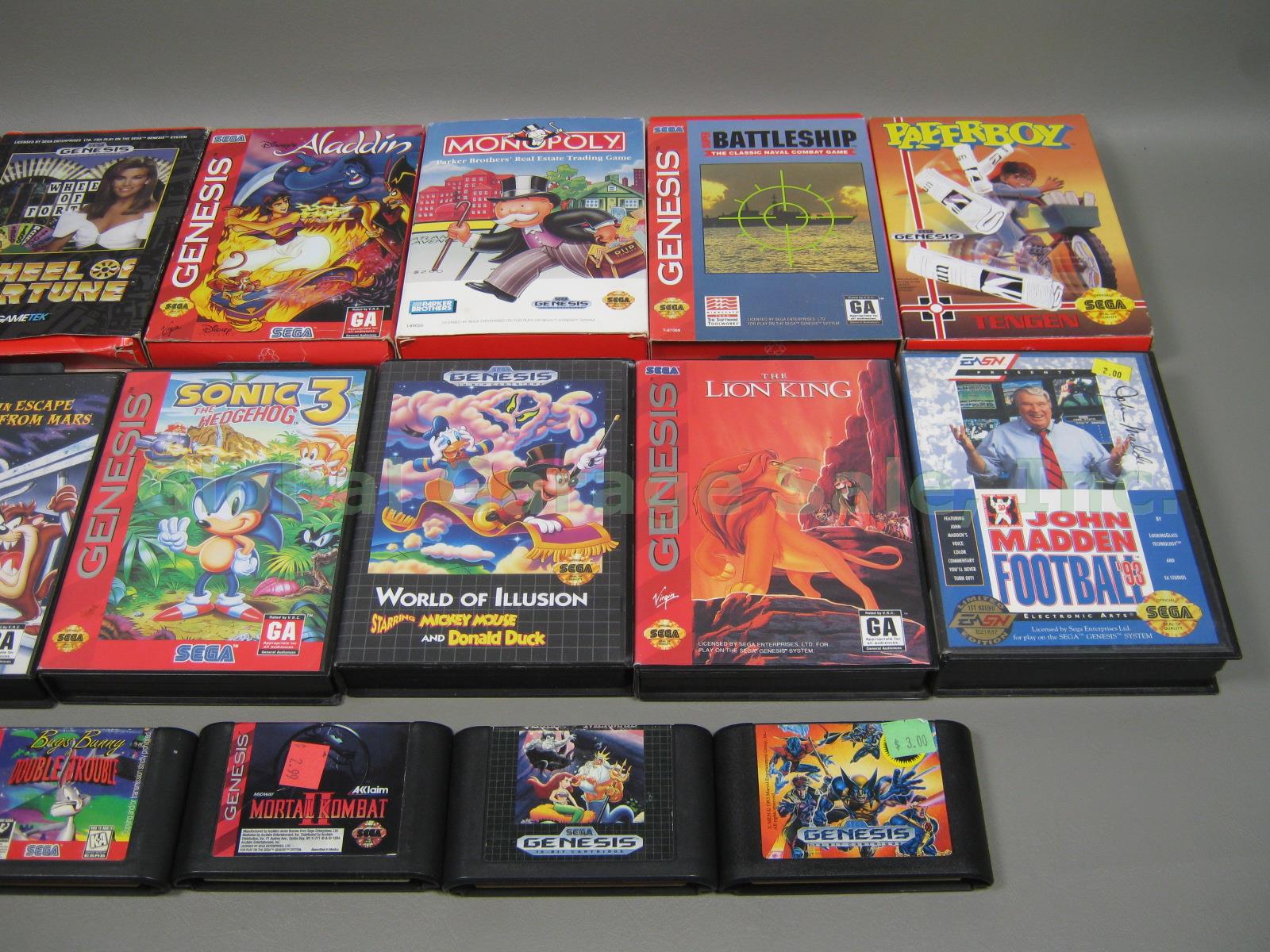 20 Sega Genesis Game Lot Mortal Kombat X Men Sonic Hedgehog 32X Boxes Cases + NR 2