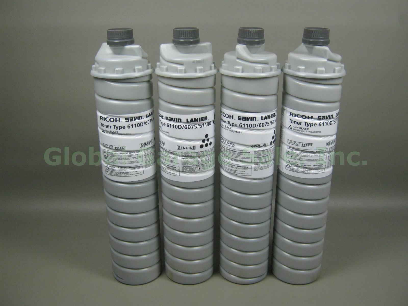 4 New Ricoh Savin Lanier Toner Type 6110D 6075 Black Bottle EDP Code 841332 Lot