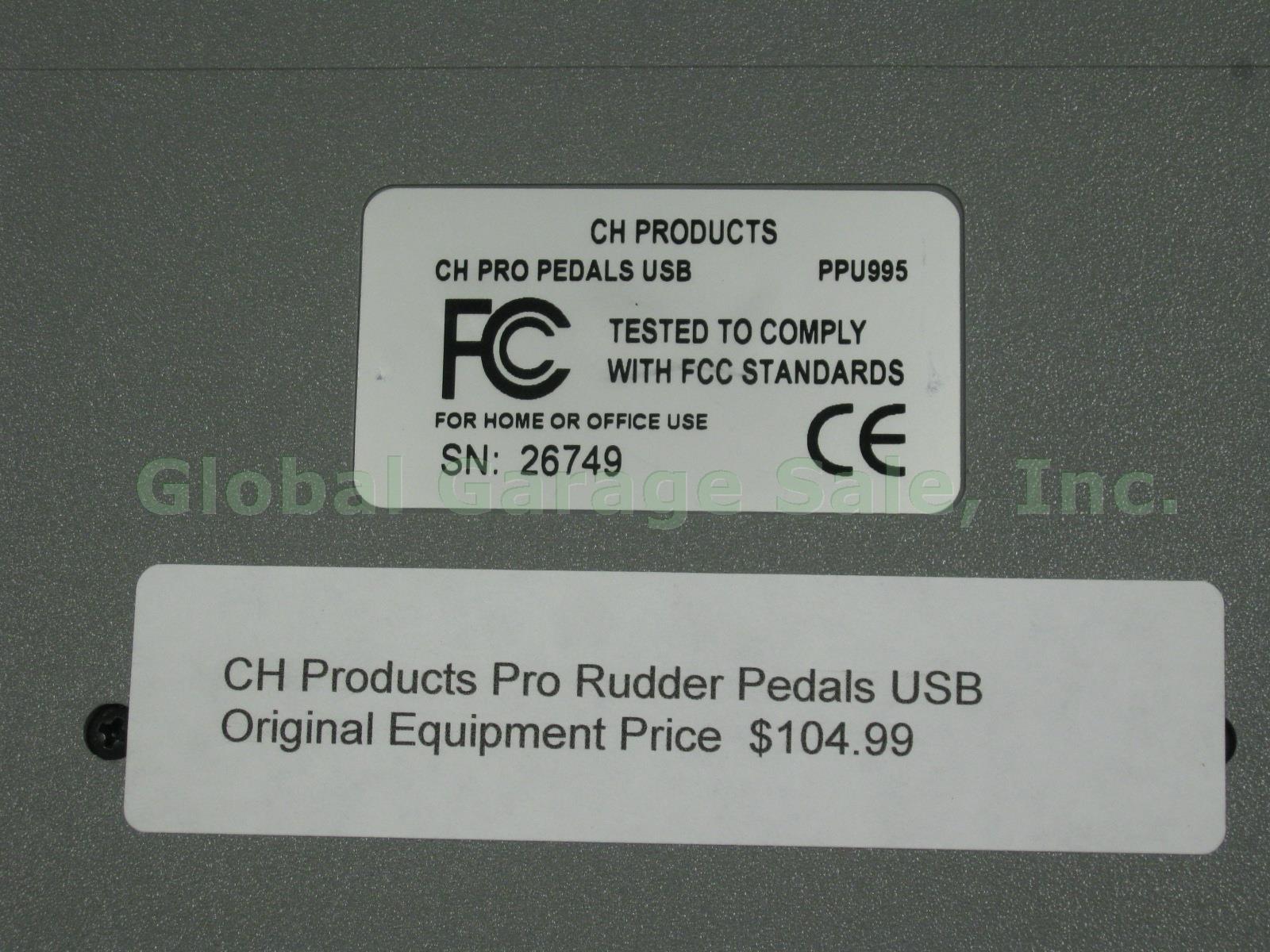 CH Products Flight Sim Simulator Pro Rudder Pedals PPU995 USB Wired PC/Mac NR!!! 3