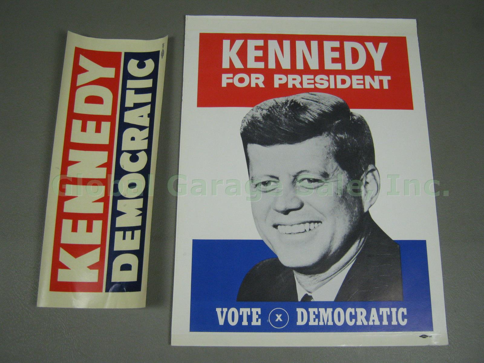 Original 1960 JFK John F Kennedy Vote Democratic Campaign Poster Bumper Sticker