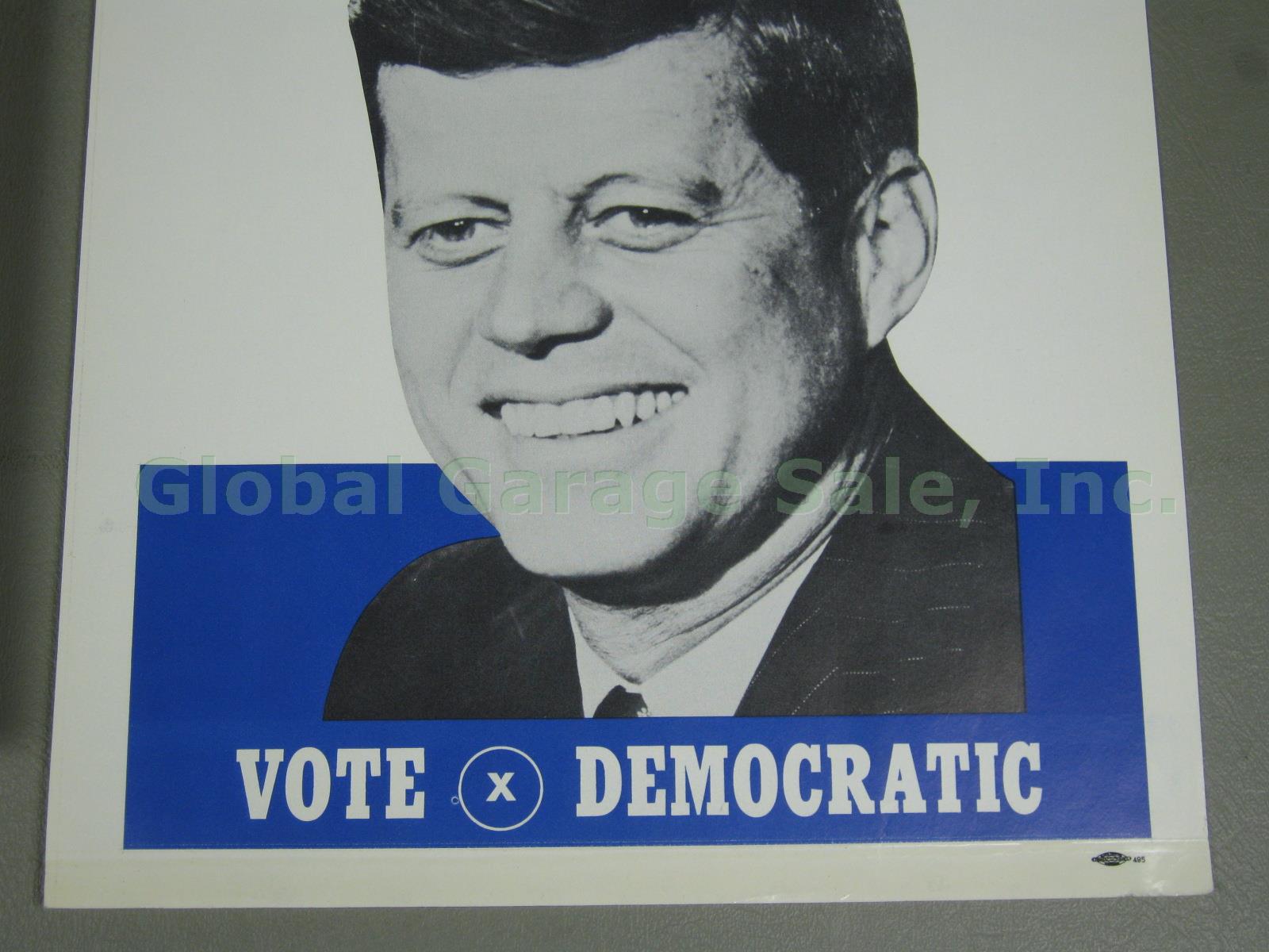 Original 1960 JFK John F Kennedy Vote Democratic Campaign Poster Bumper Sticker 2